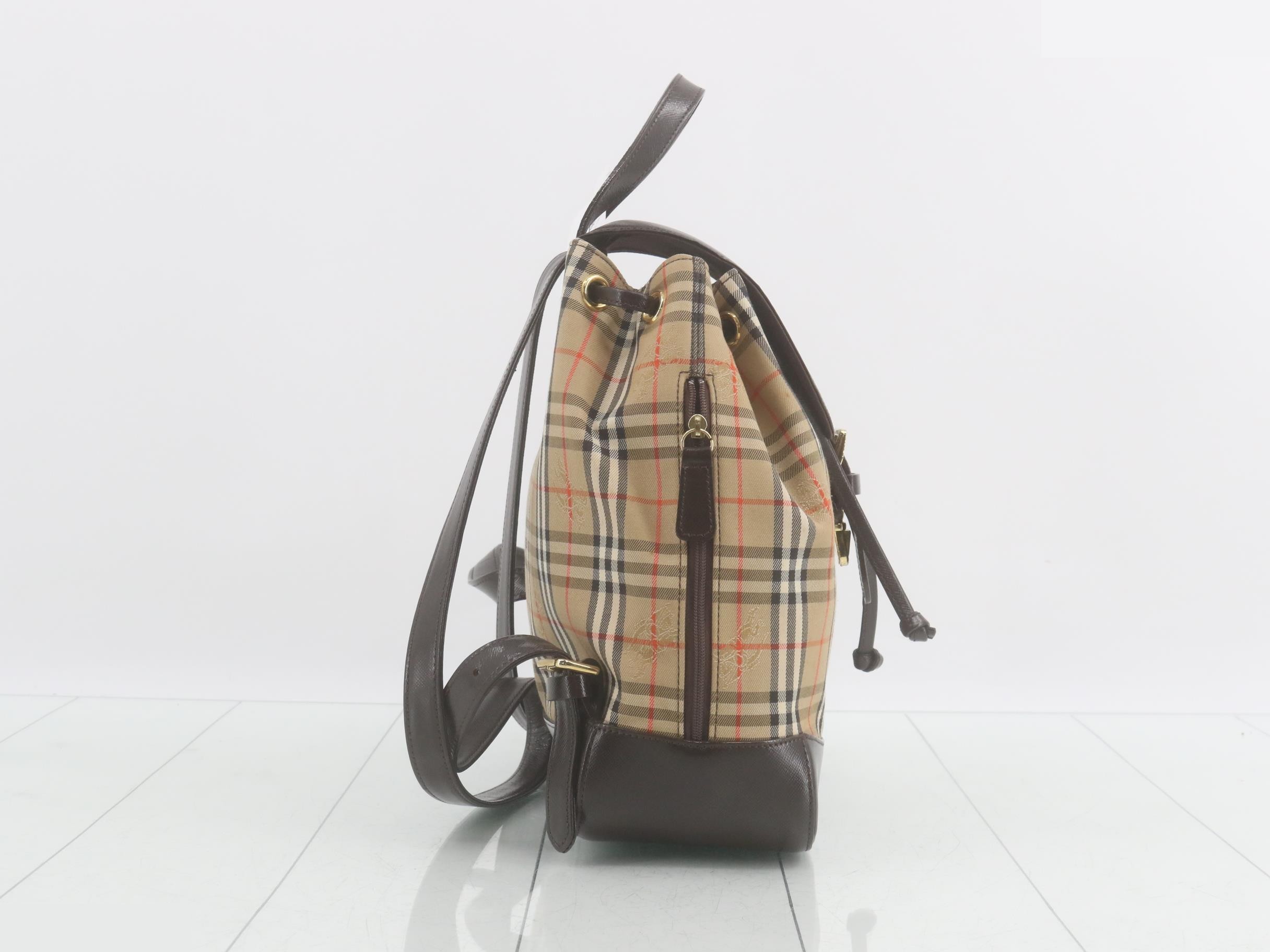 Nova Check Backpack, Brown/Beige, Nylon — view 4