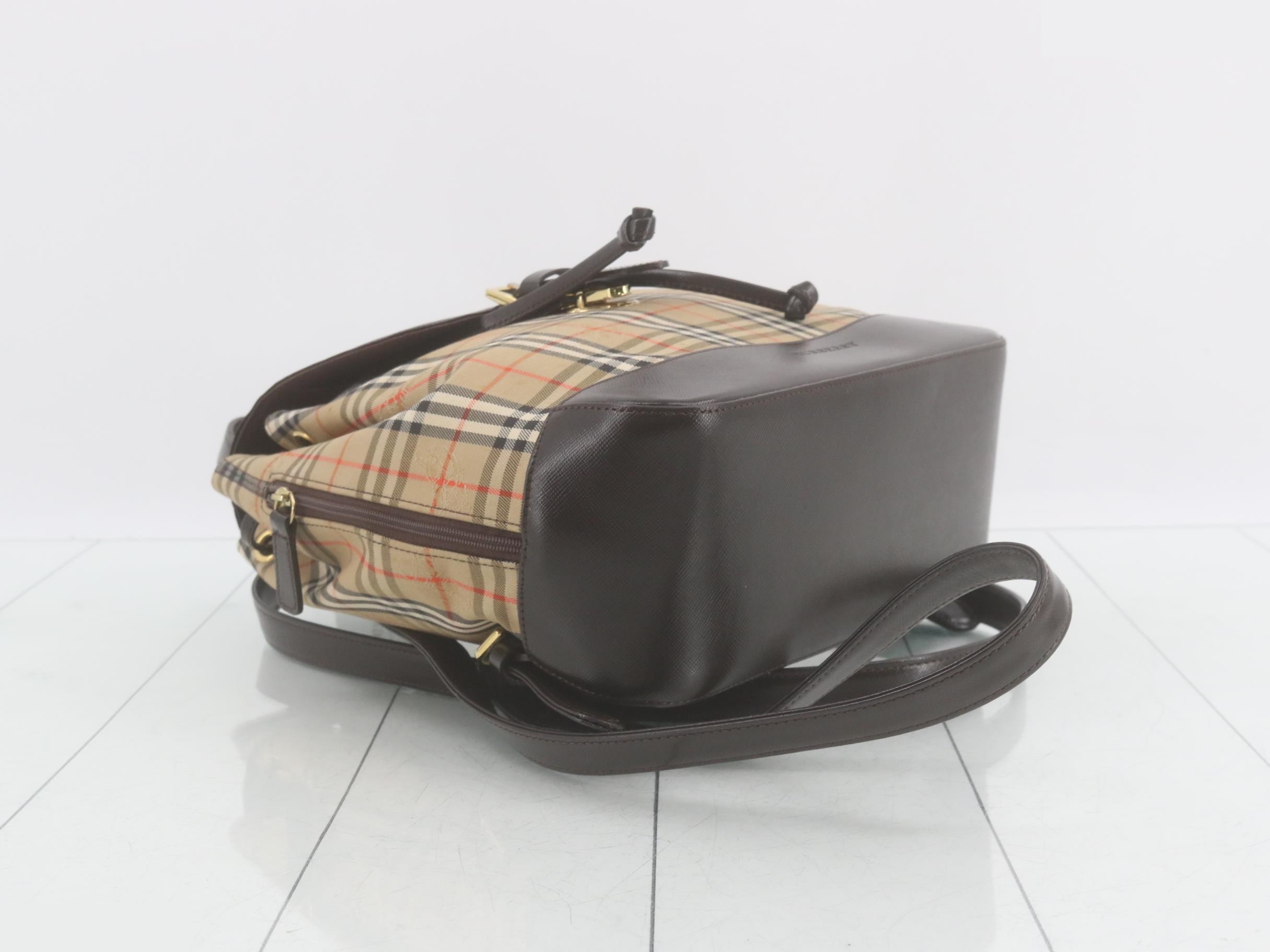 Nova Check Backpack, Brown/Beige, Nylon — view 5