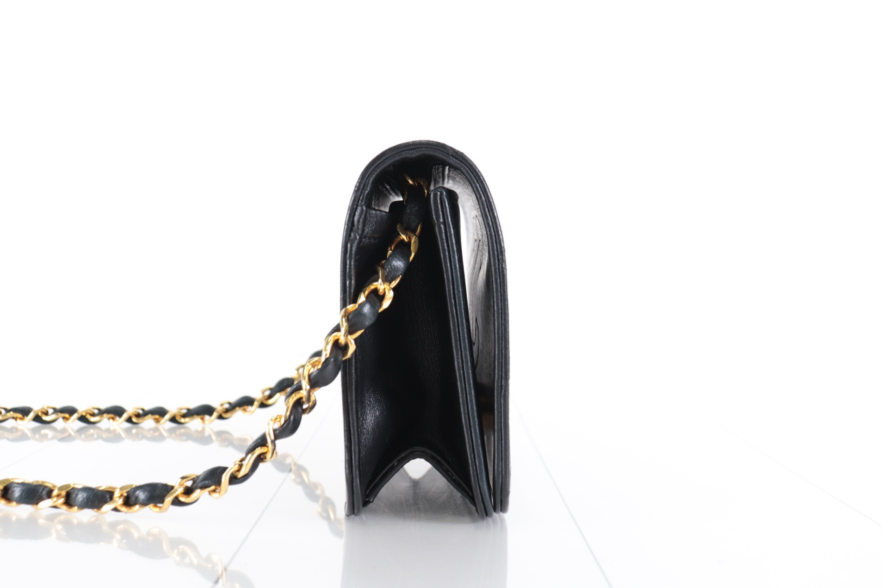 Full flap lambskin mini chain shoulder bag — view 3