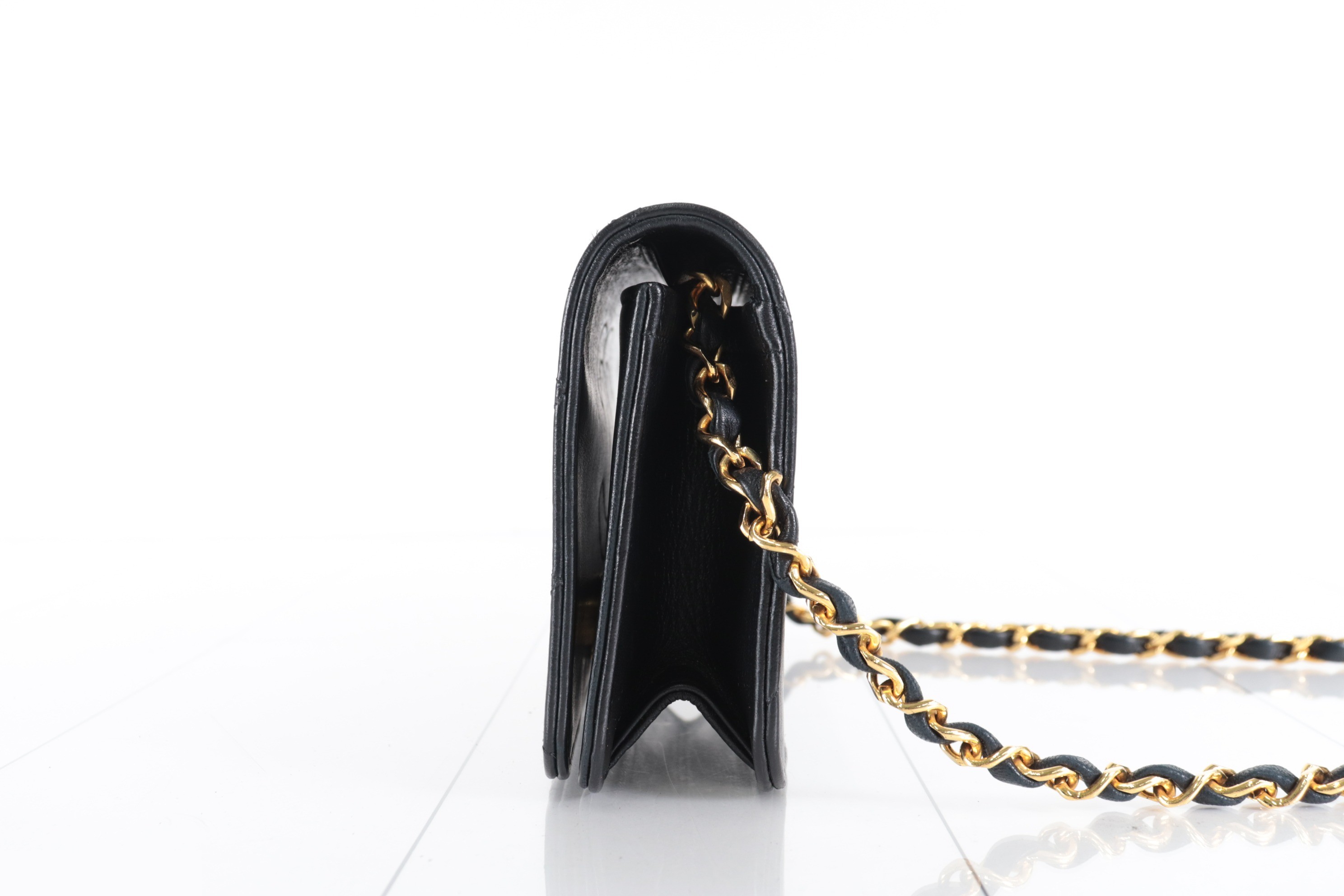 Full flap lambskin mini chain shoulder bag — view 4