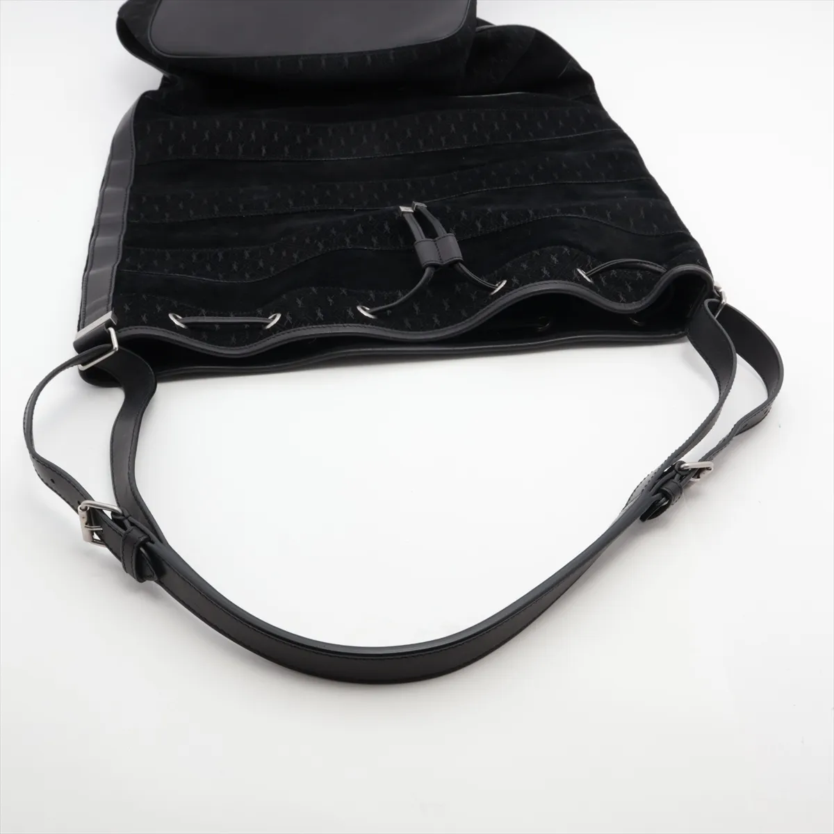 Suede Shoulder Bag, Black, 668581 — view 5