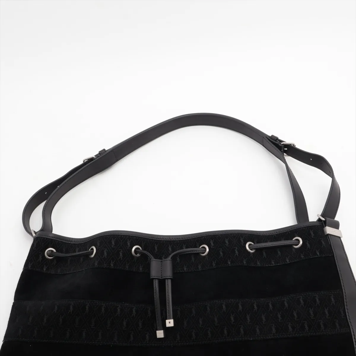 Suede Shoulder Bag, Black, 668581 — view 6