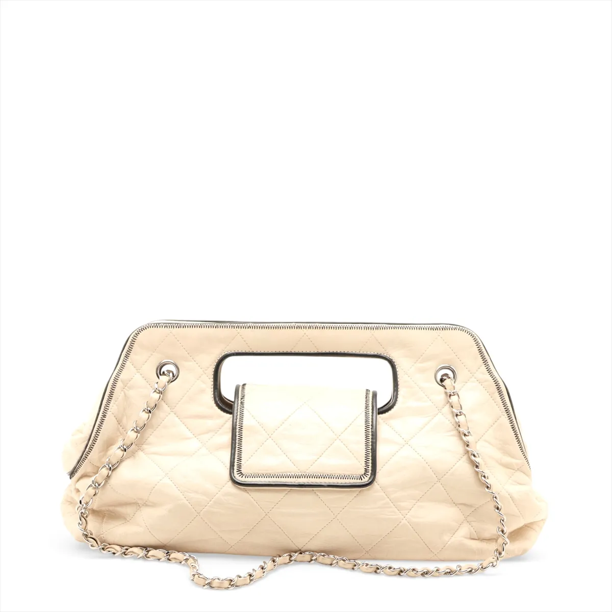 Matelassé Lambskin Chain Shoulder Bag, Size 2.55, White, Silver Hardware, Item Number 12653081, Series 12 — view 2