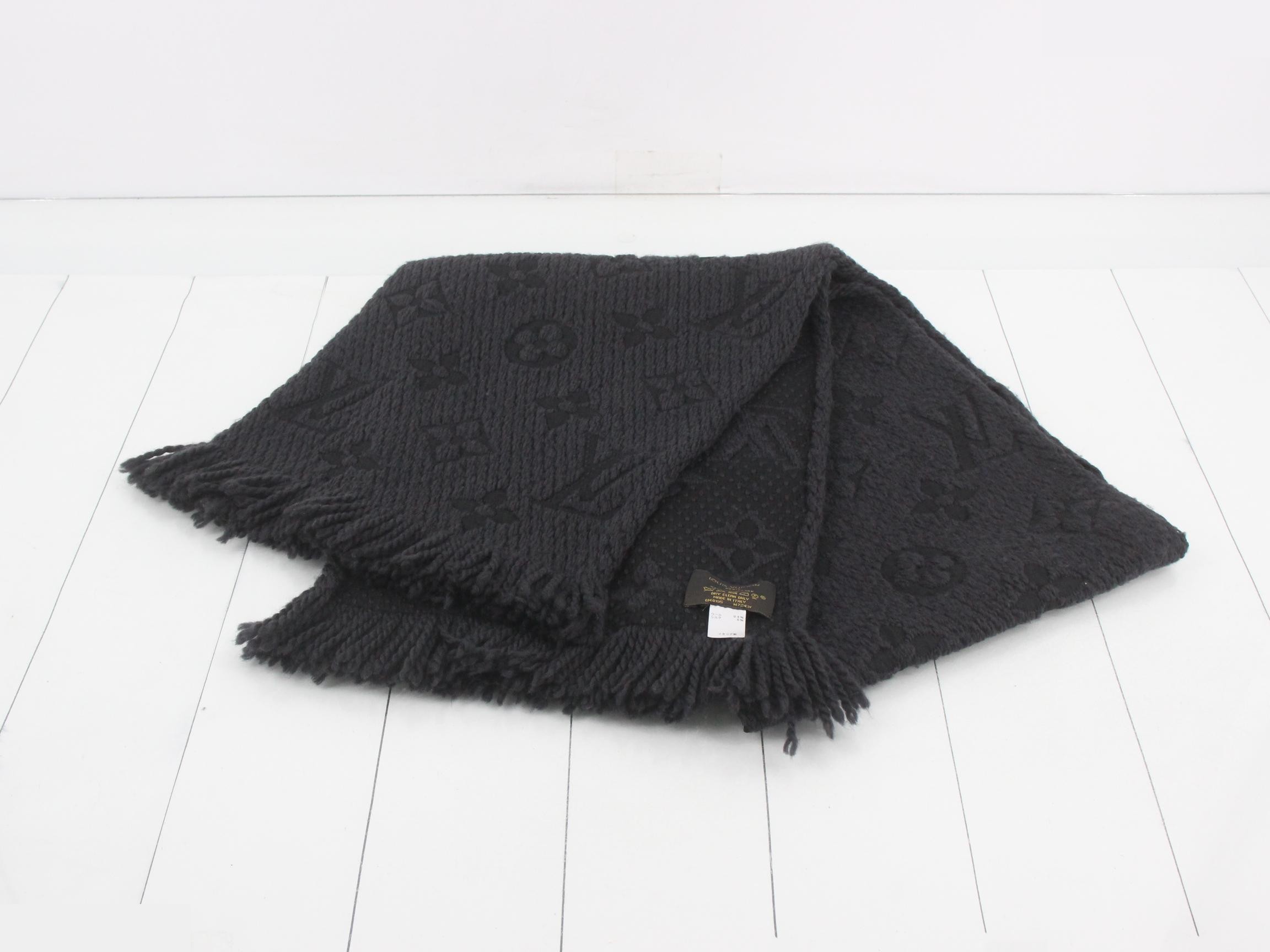 Logo Mania Long Scarf, Black, with domestic tag. — view 2