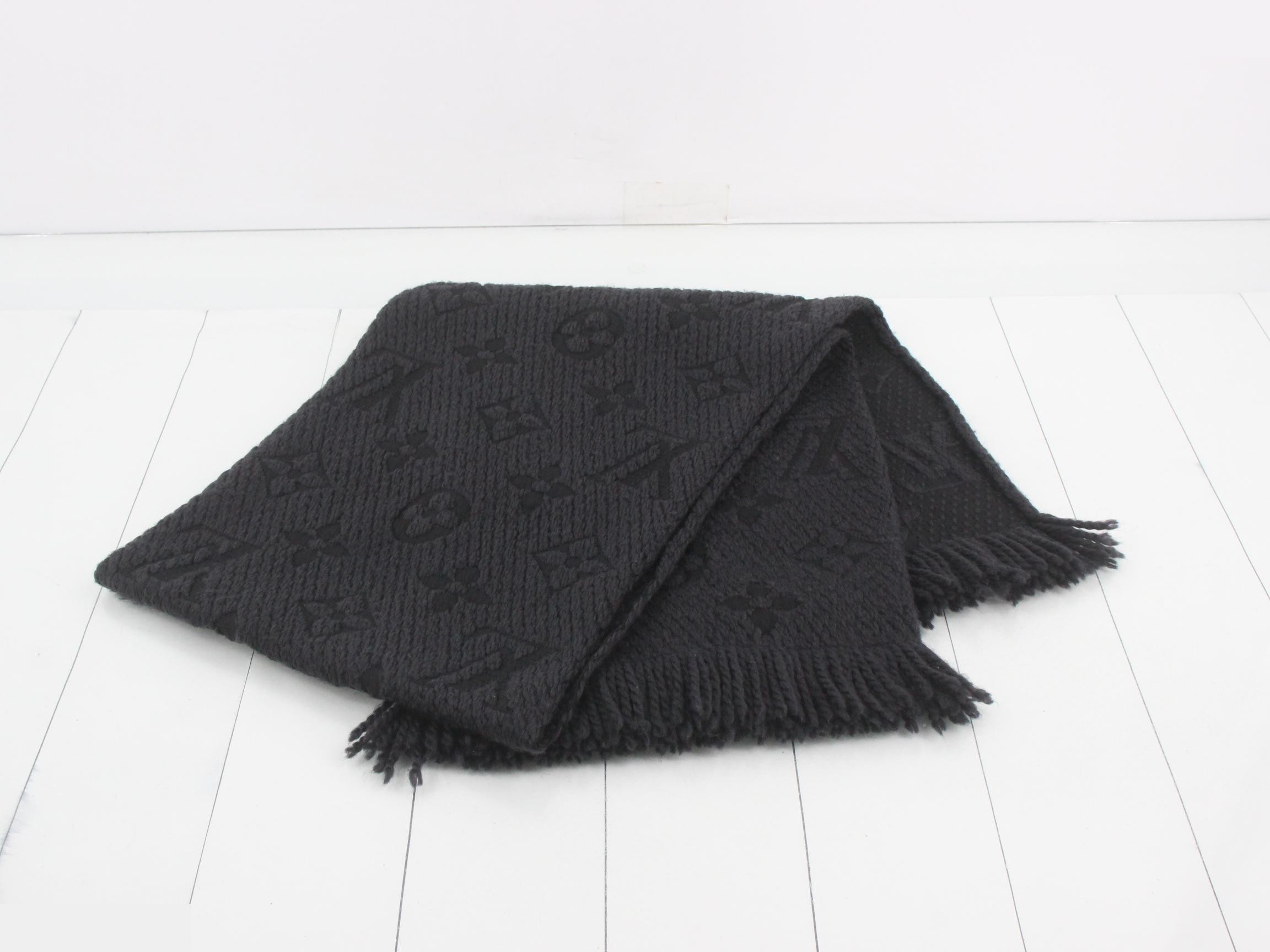 Logo Mania Long Scarf, Black, with domestic tag. — view 3