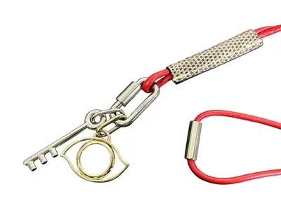 necklace, Curiosité, key eye design, cord approximately 66cm.