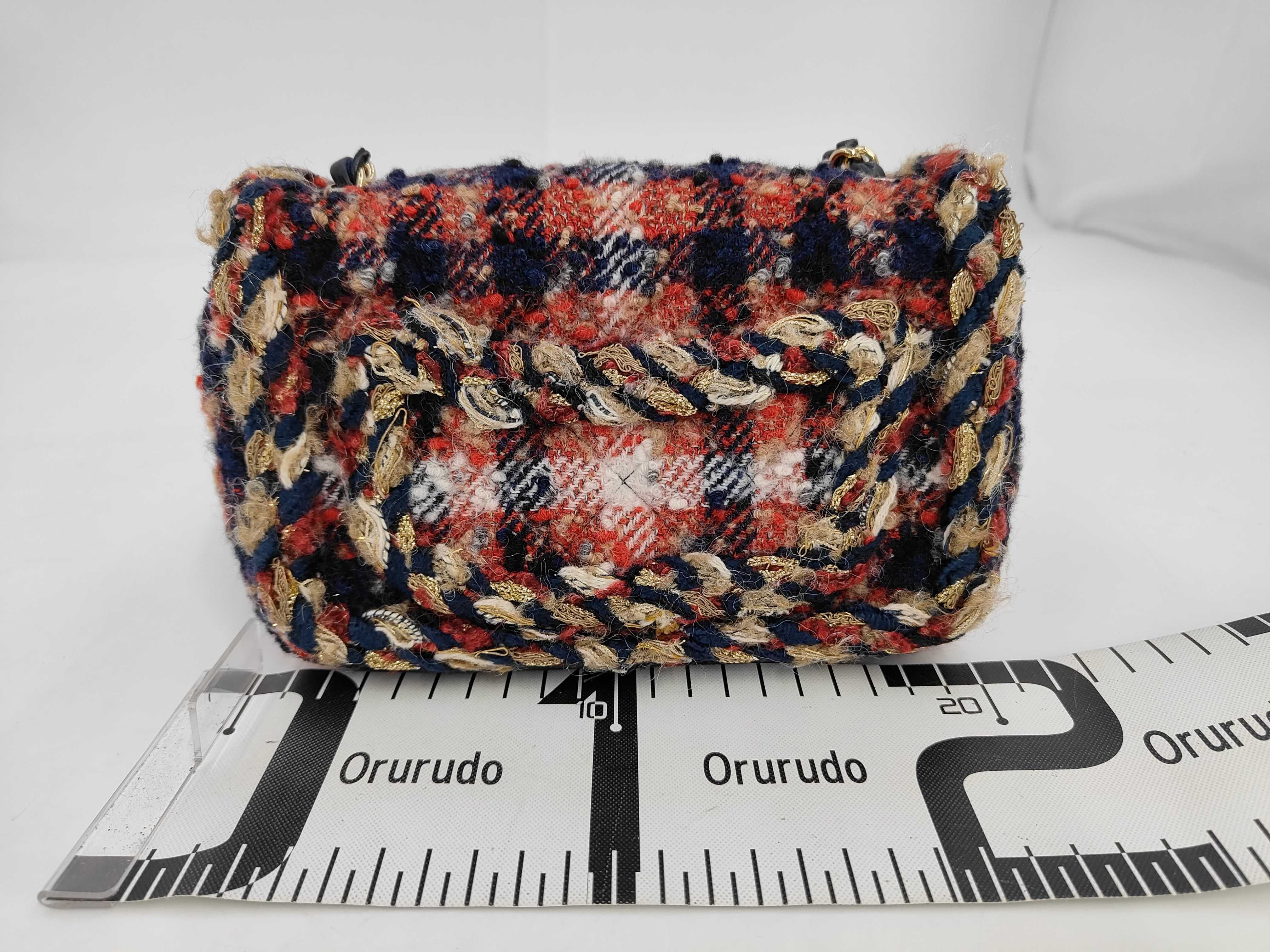 Mini Matelassé Tweed Icon Charm Gold Hardware Chain Shoulder Bag (Card and Seal Serial Number 24) — view 2