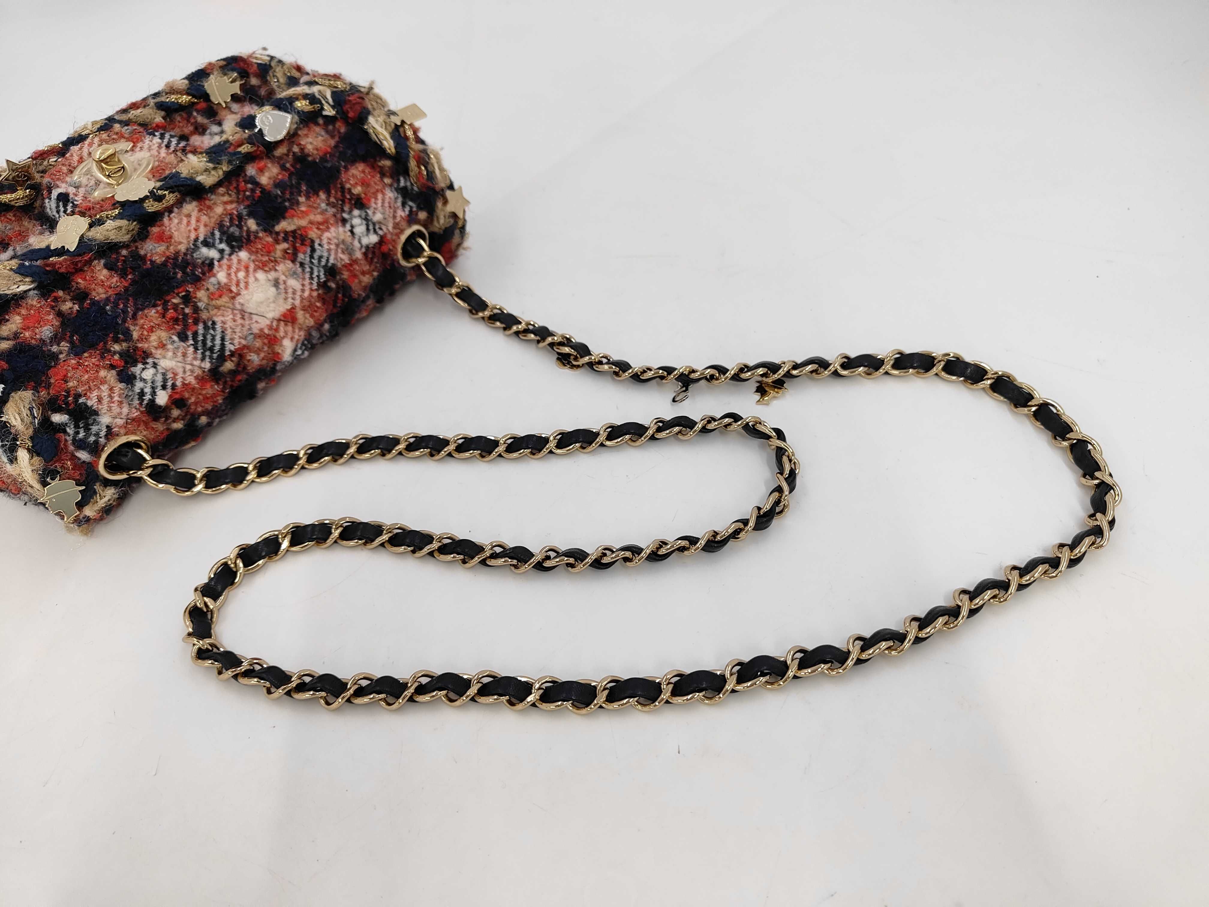 Mini Matelassé Tweed Icon Charm Gold Hardware Chain Shoulder Bag (Card and Seal Serial Number 24) — view 5