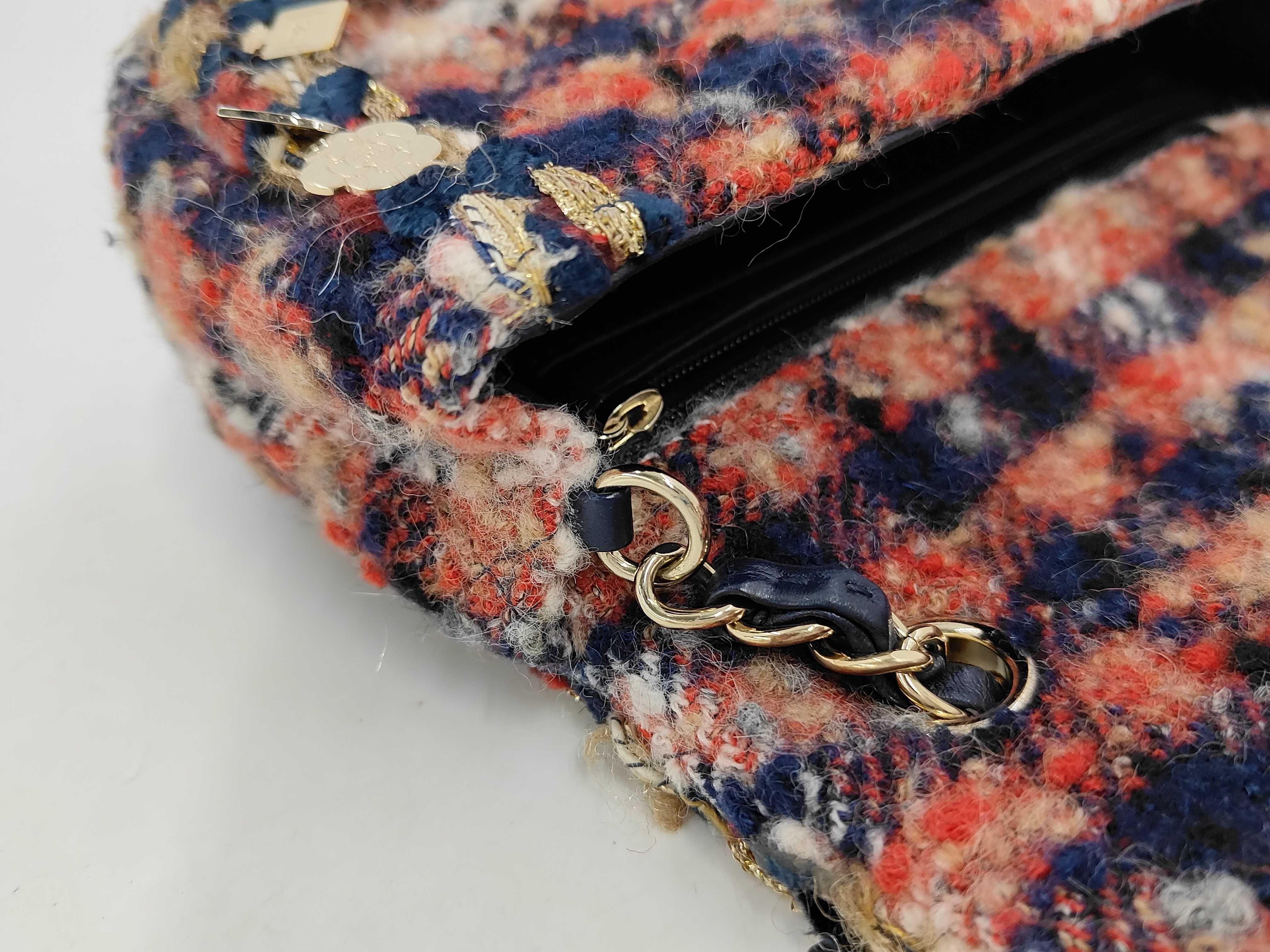 Mini Matelassé Tweed Icon Charm Gold Hardware Chain Shoulder Bag (Card and Seal Serial Number 24) — view 7