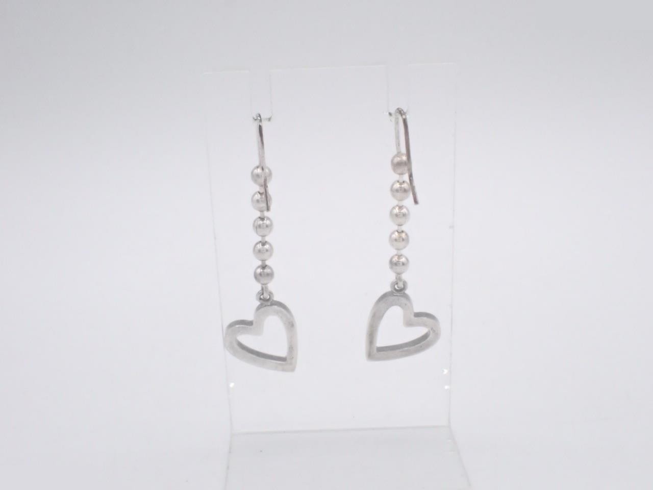ball chain earrings heart silver 925/7.0g — view 2