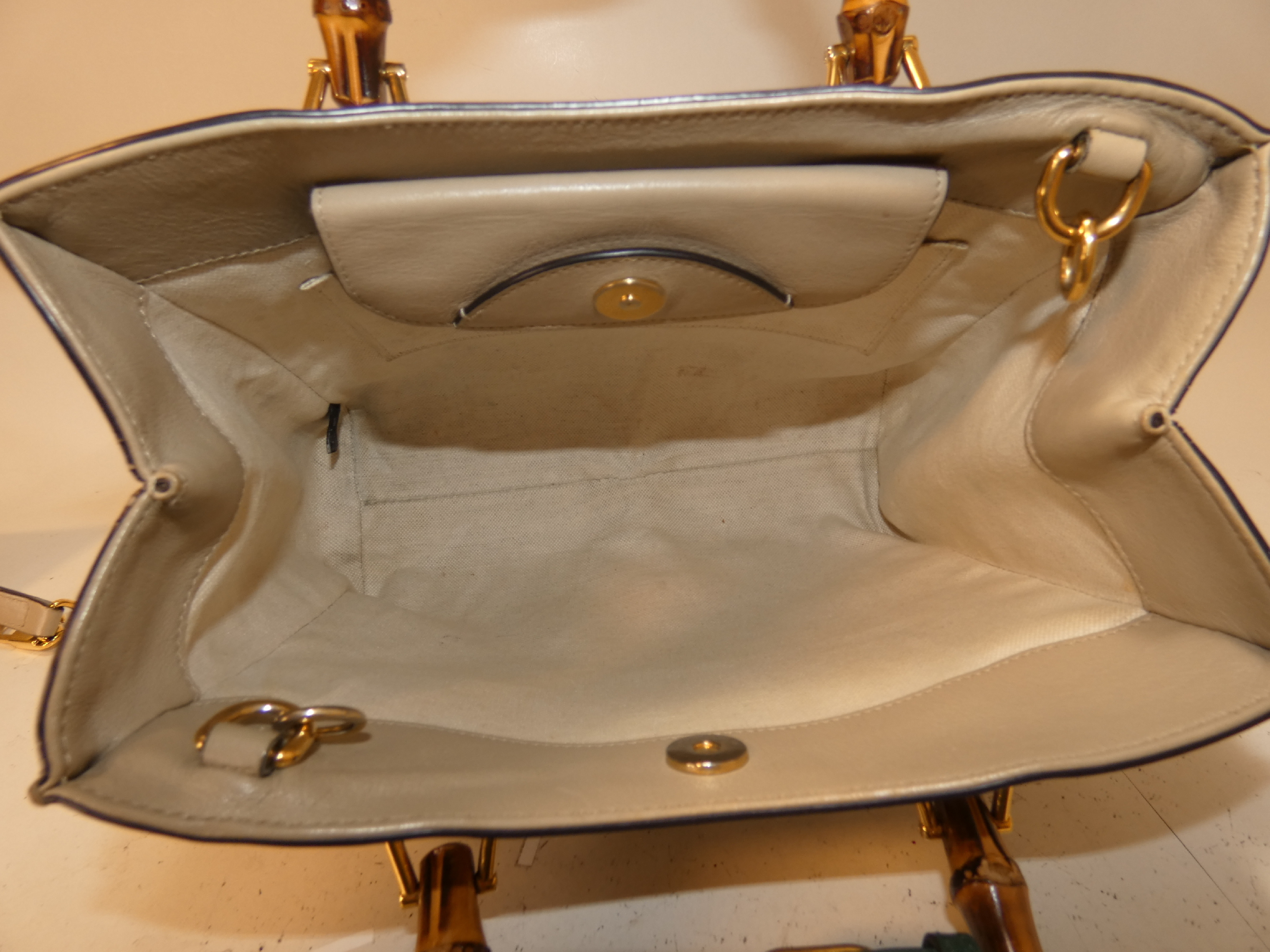 2-way Diana Leather Bamboo Shoulder Handbag — view 8