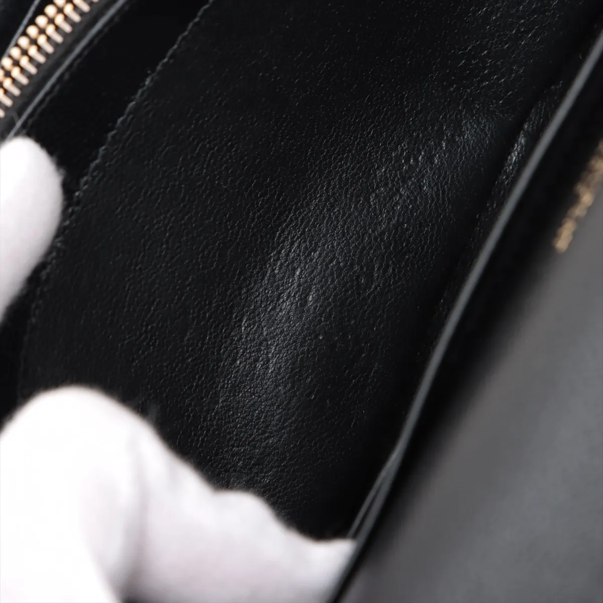Cassandra Leather Chain Wallet, Black — view 13