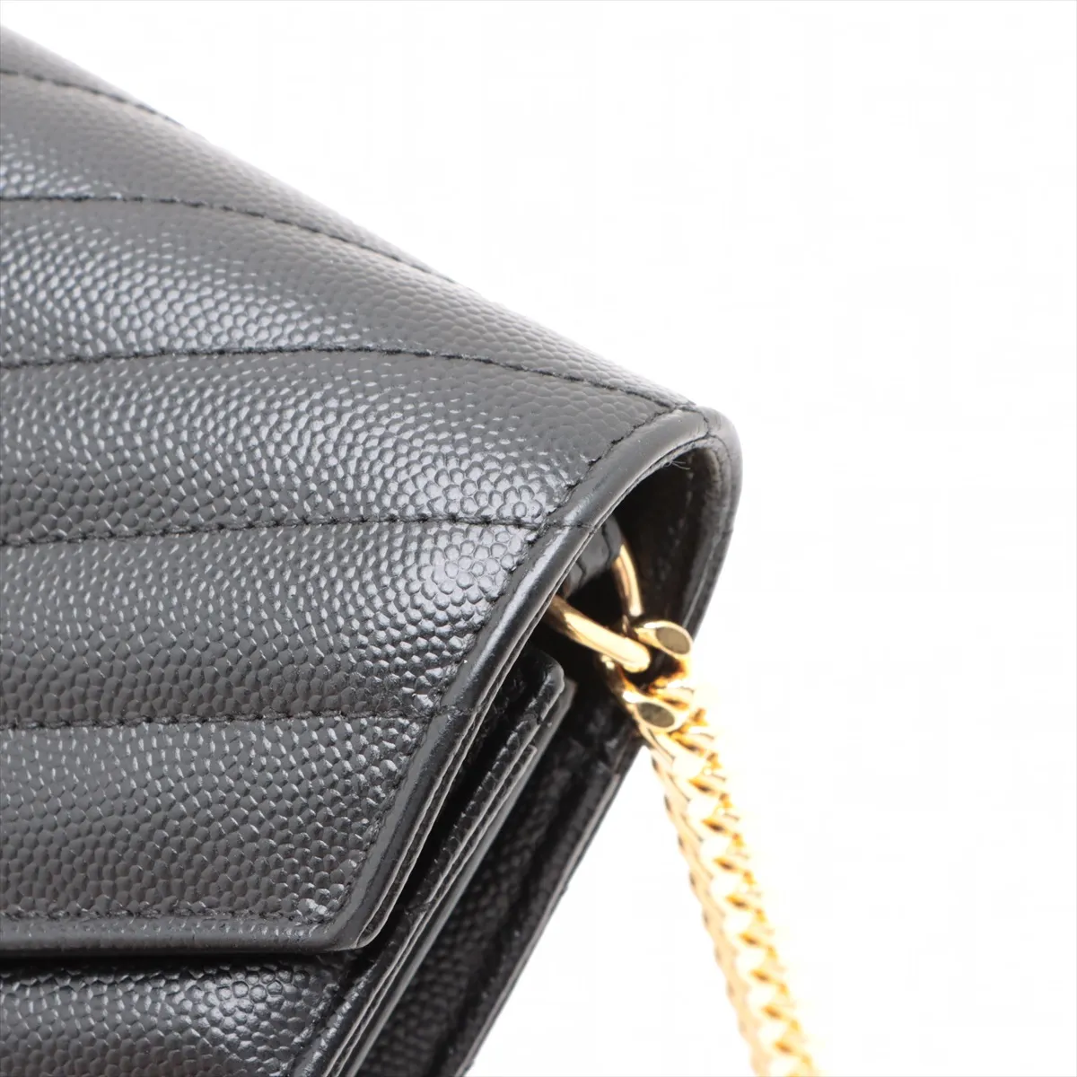 Cassandra Leather Chain Wallet, Black — view 15