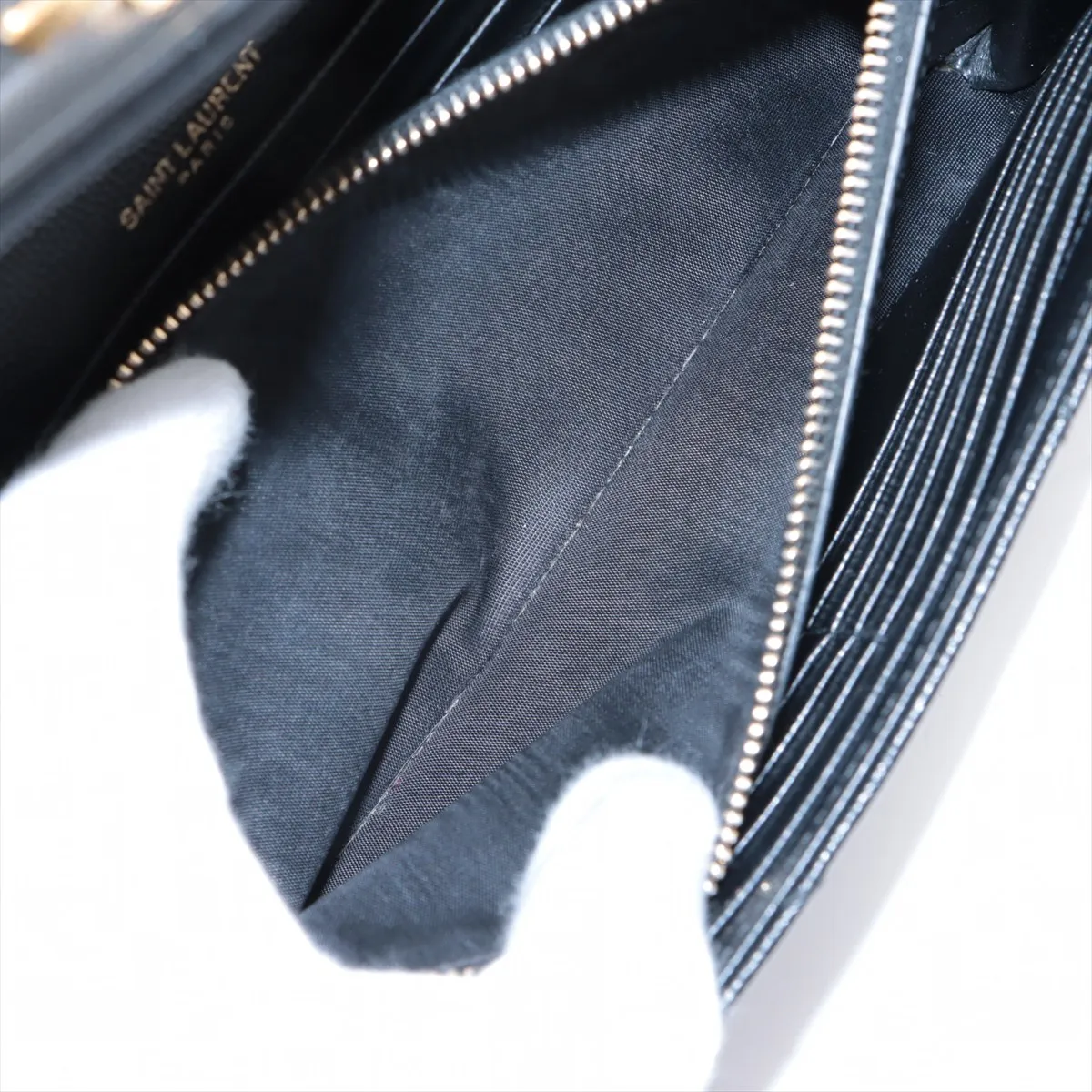 Cassandra Leather Chain Wallet, Black — view 8