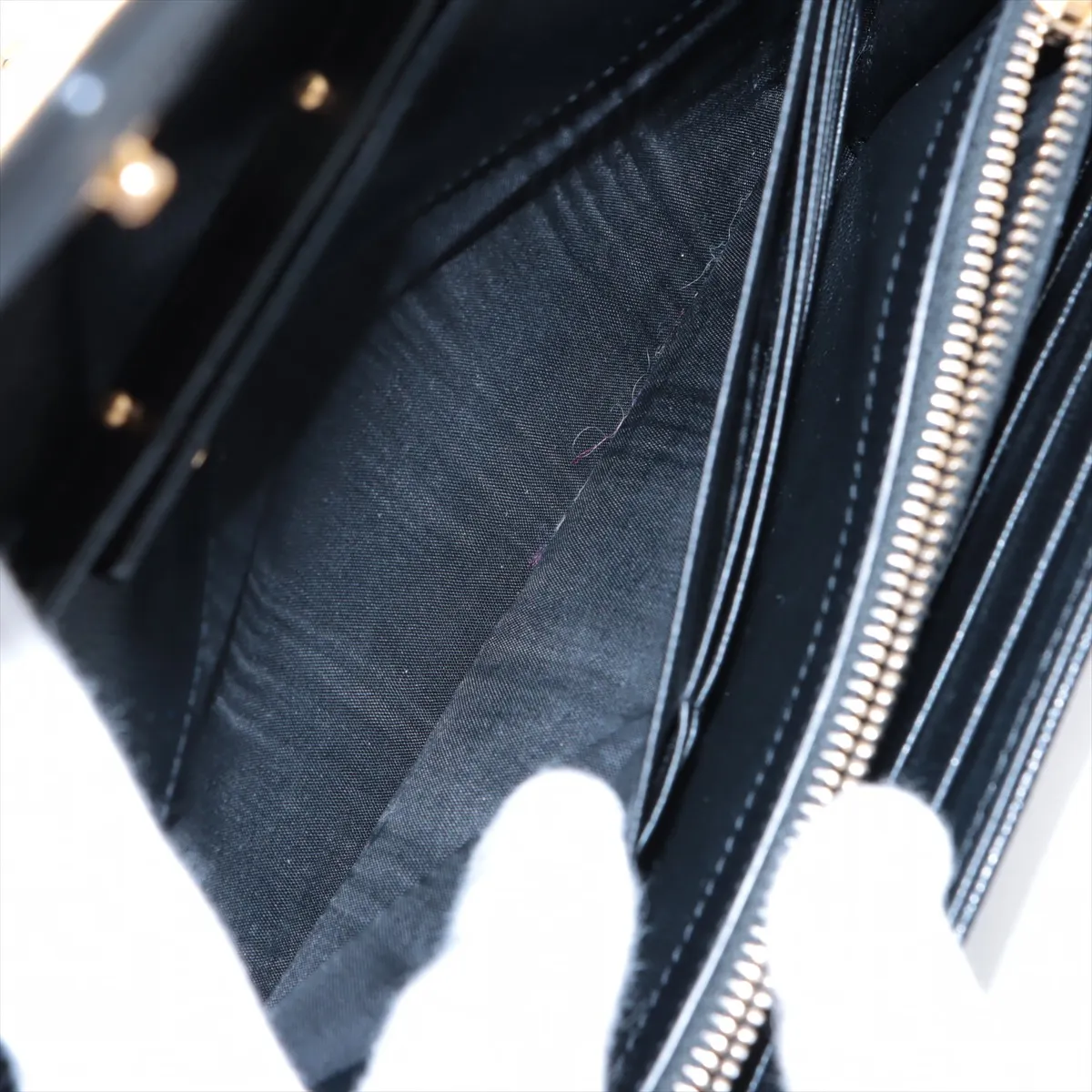 Cassandra Leather Chain Wallet, Black — view 10