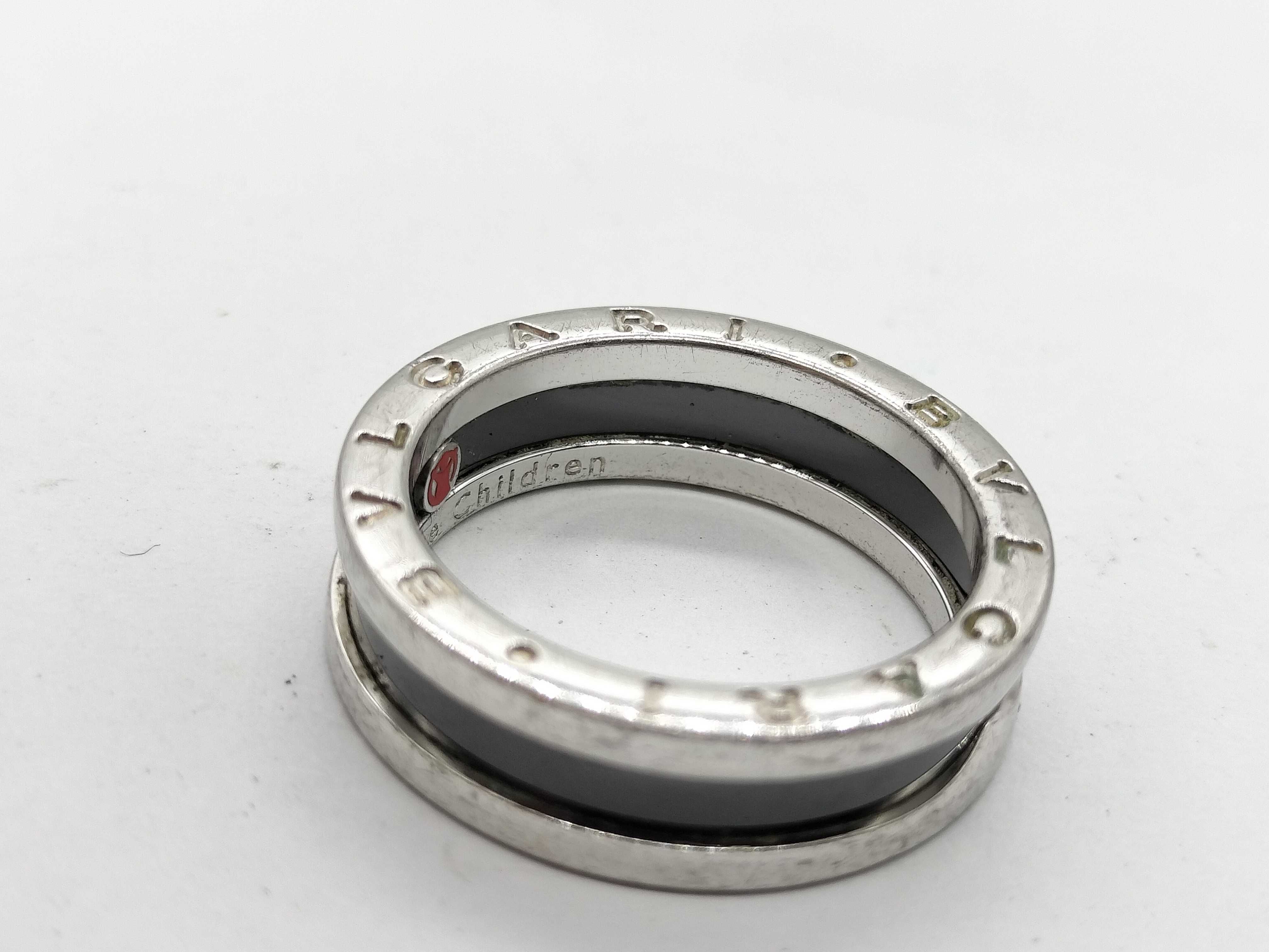 B.zero1 925/Black Ceramic 6.8g Save the Children Ring — view 4
