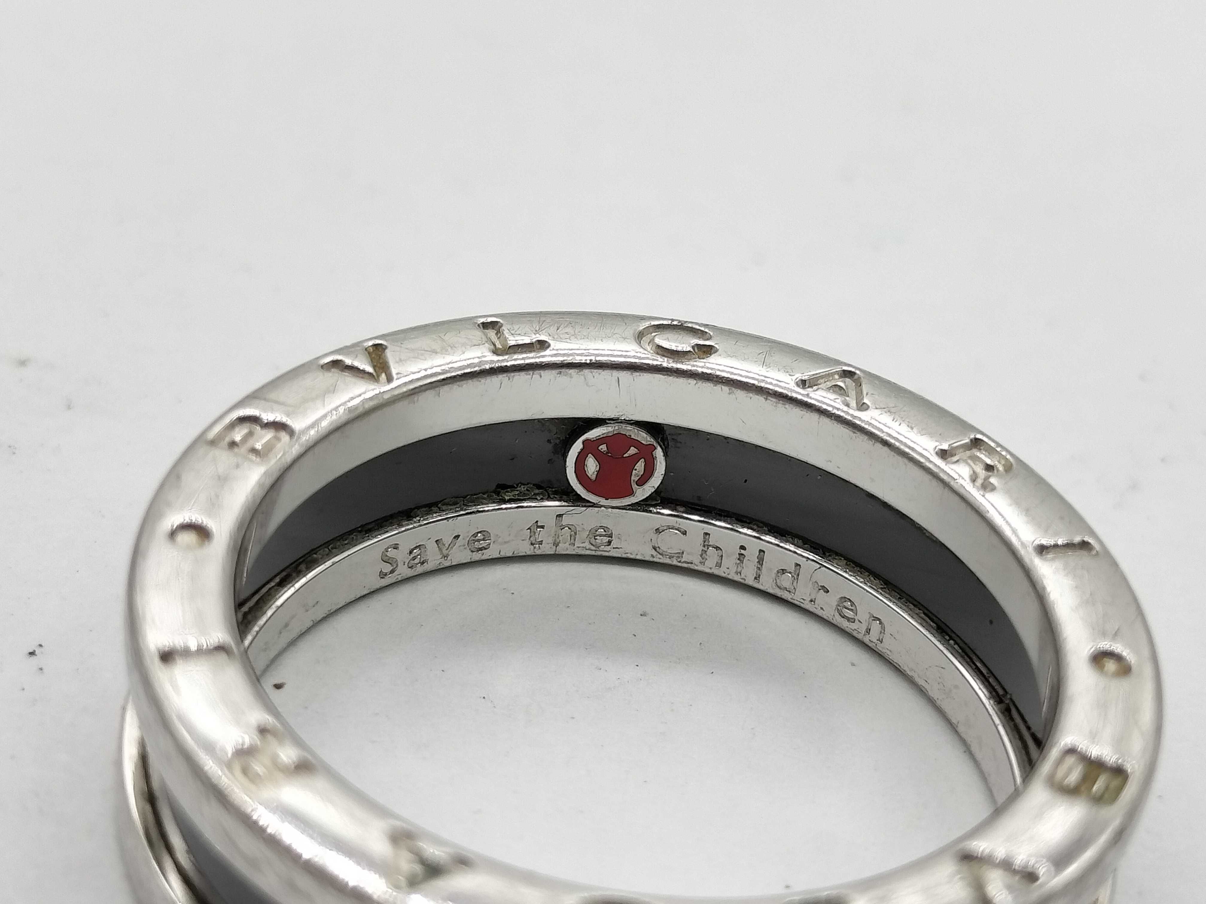 B.zero1 925/Black Ceramic 6.8g Save the Children Ring — view 5