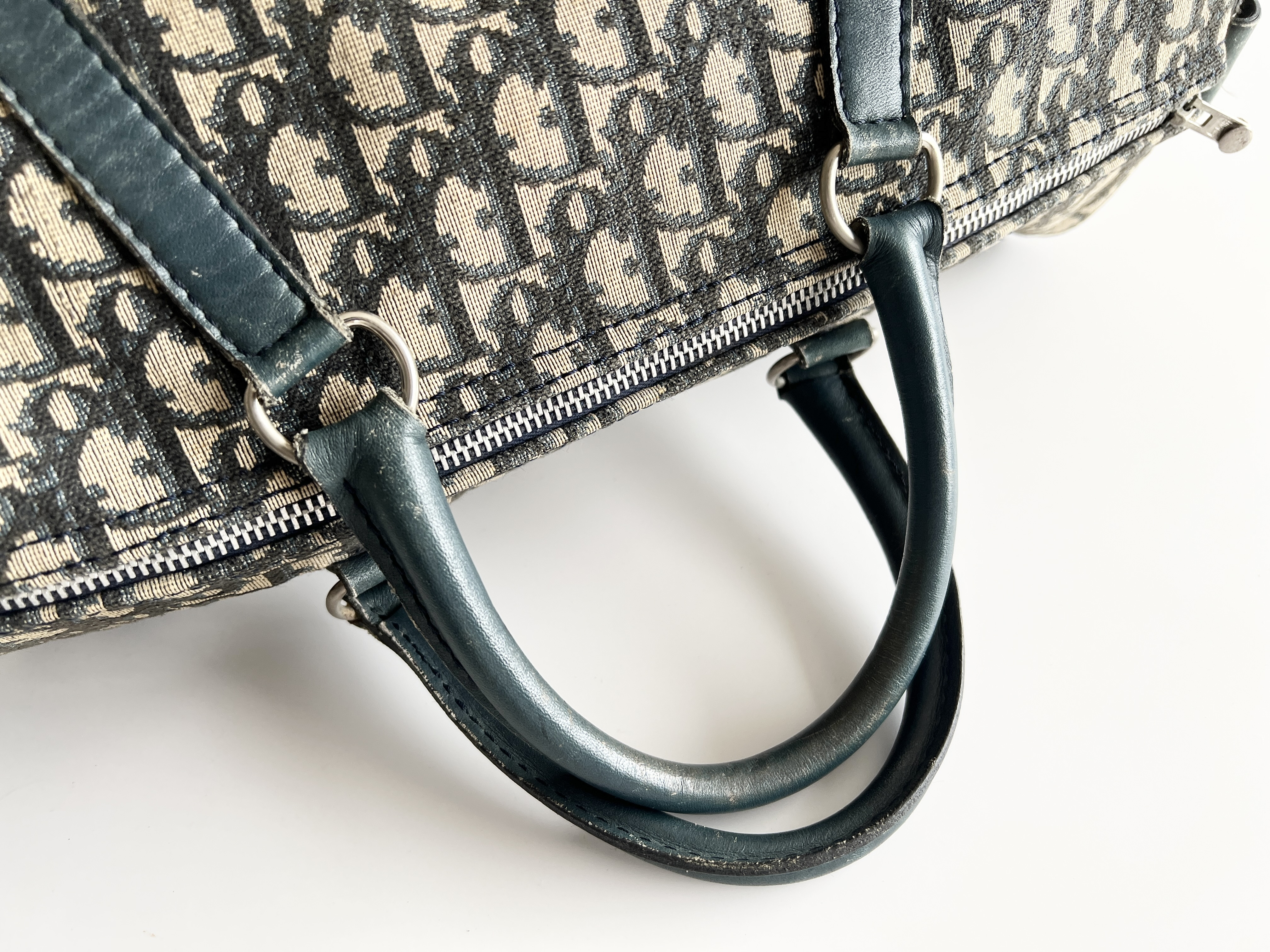 Trotter Oblique Canvas Leather Handbag Boston Bag — view 3