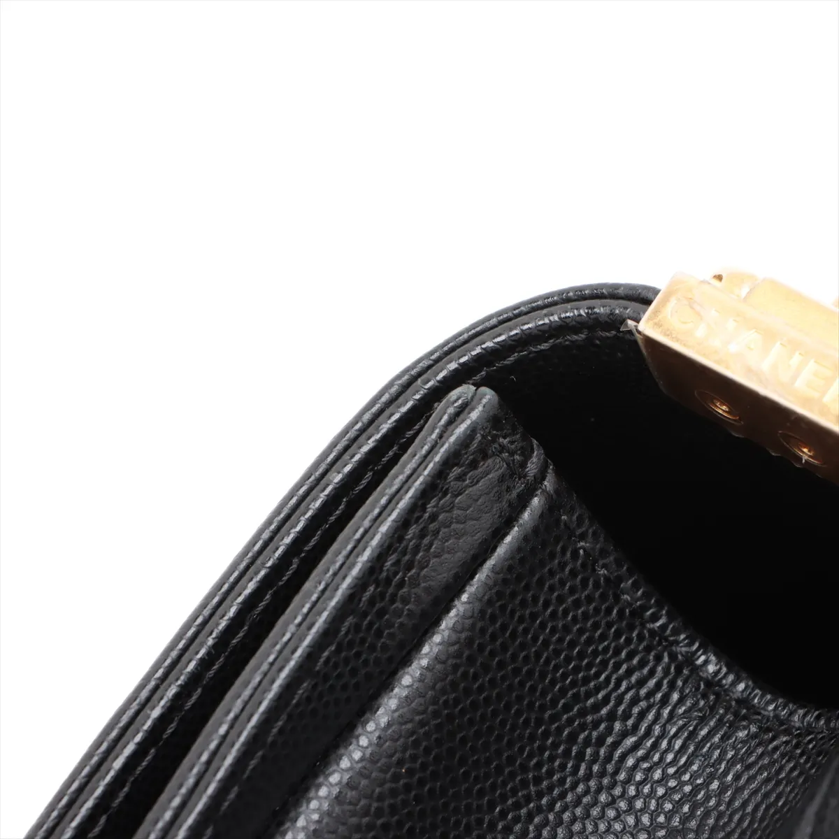 Boy Chanel 20 Small Caviar Skin Chain Shoulder Bag Black Gold Hardware AJ169UX6 Random Plate A67085 — view 10