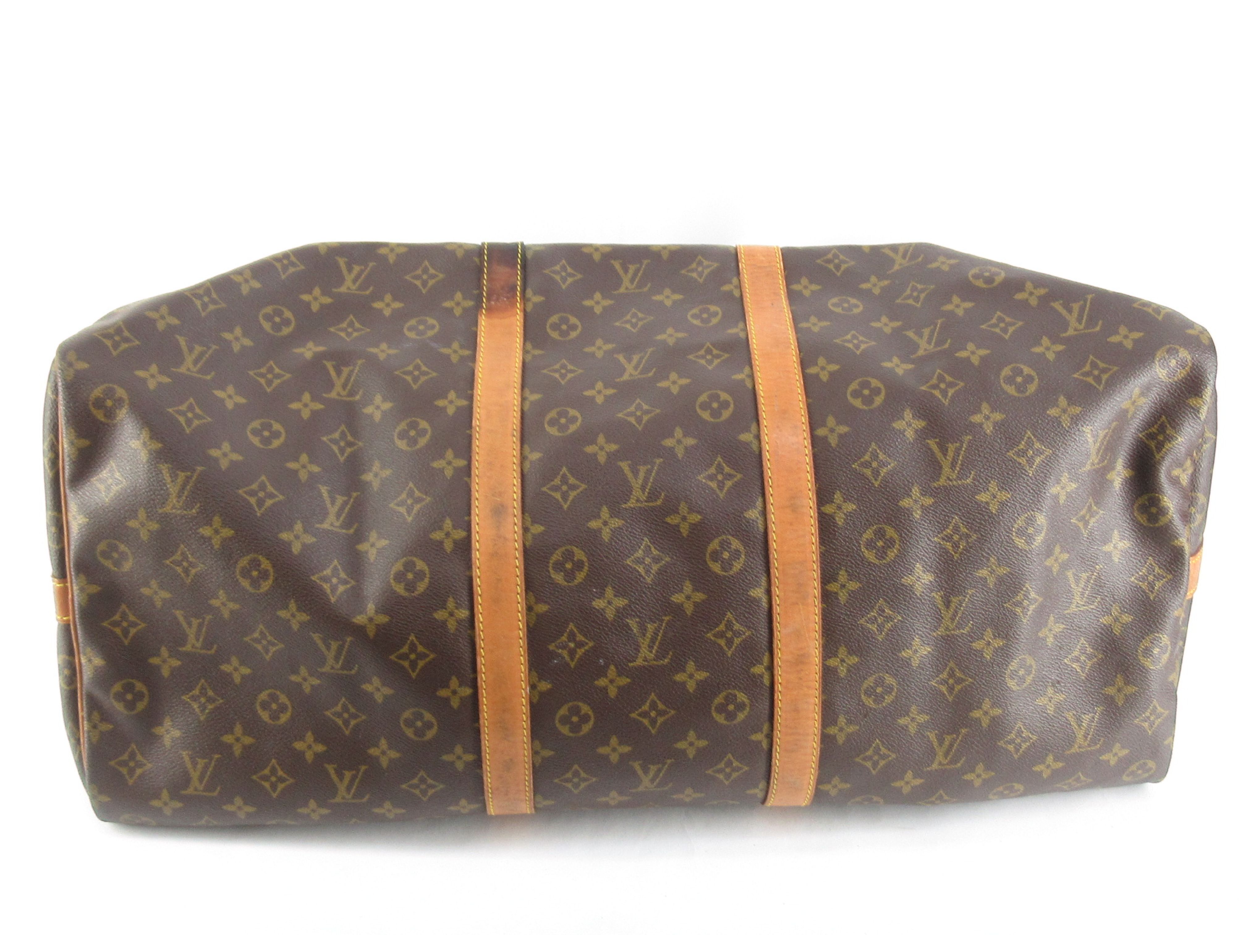 Monogram Vuitton Keepall Bandoulière 60 Boston Bag with Shoulder Strap — view 9