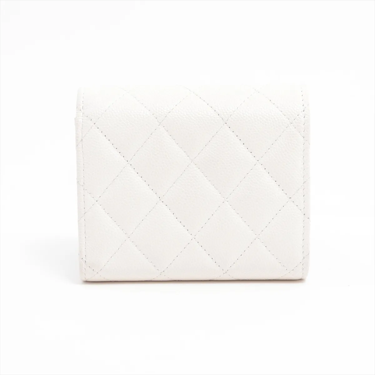 Matelasse caviar skin compact wallet white gold hardware N0KXGTAL — view 2