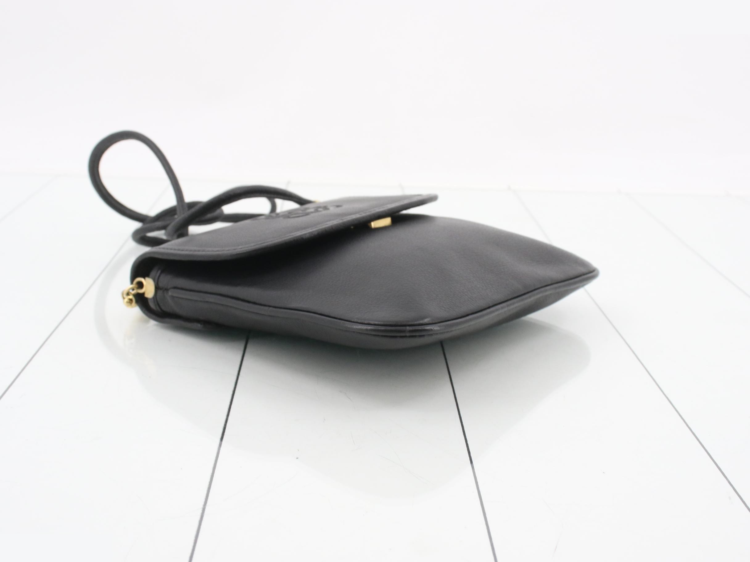 Anagram Shoulder Bag, Black Leather — view 5