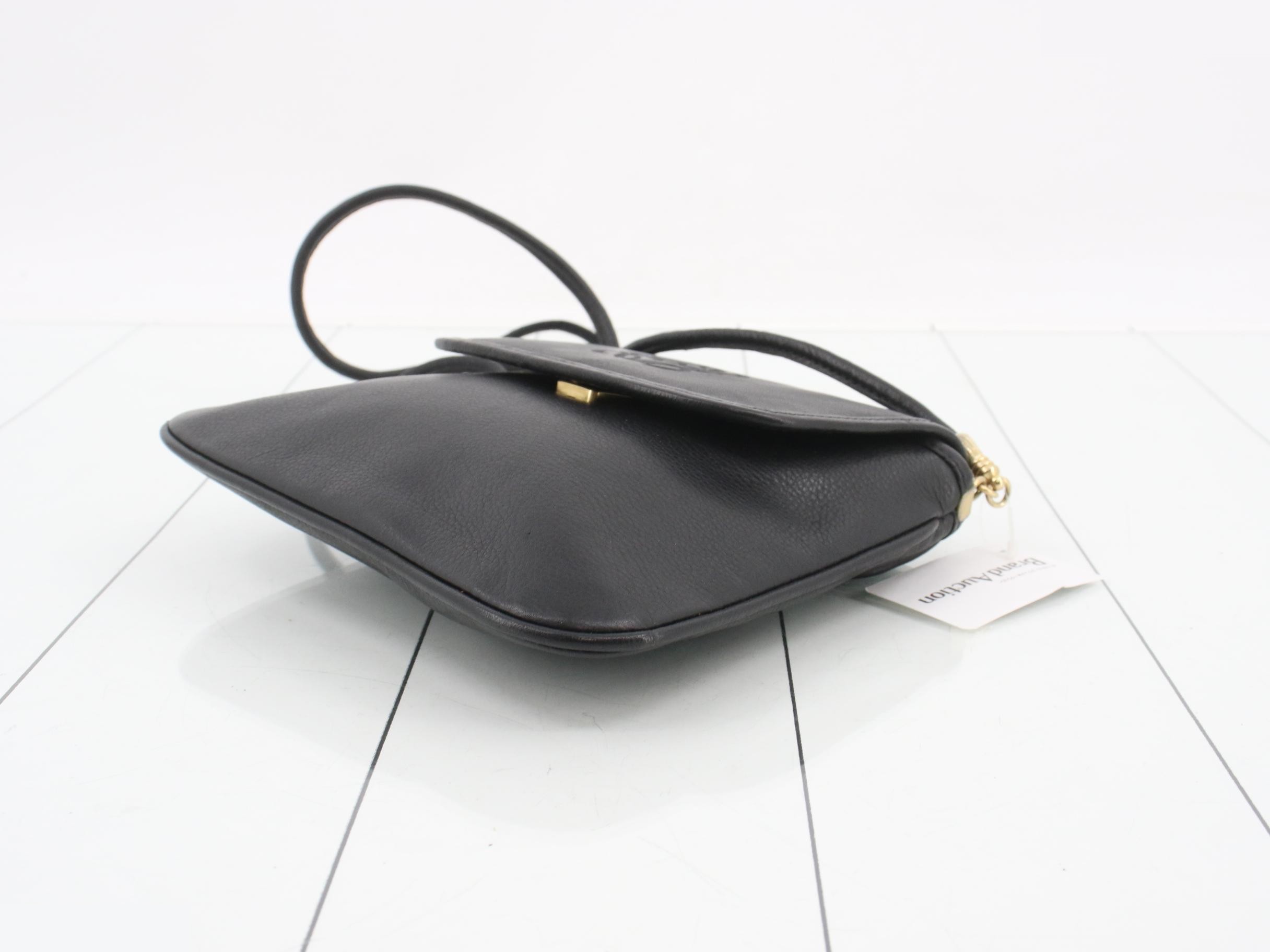 Anagram Shoulder Bag, Black Leather — view 6