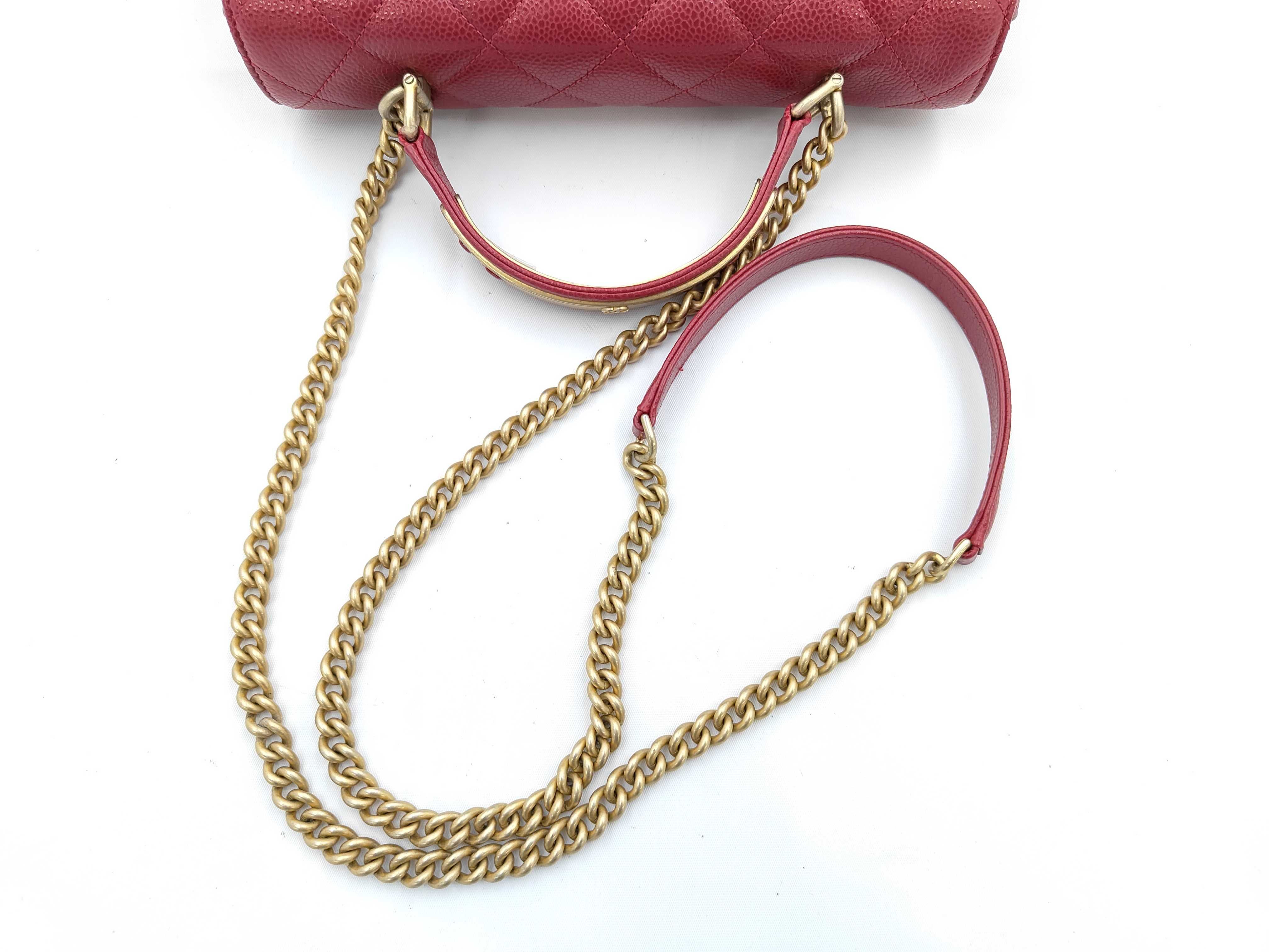 Matelassé Caviar Red 2-Way Chain Shoulder Bag — view 3