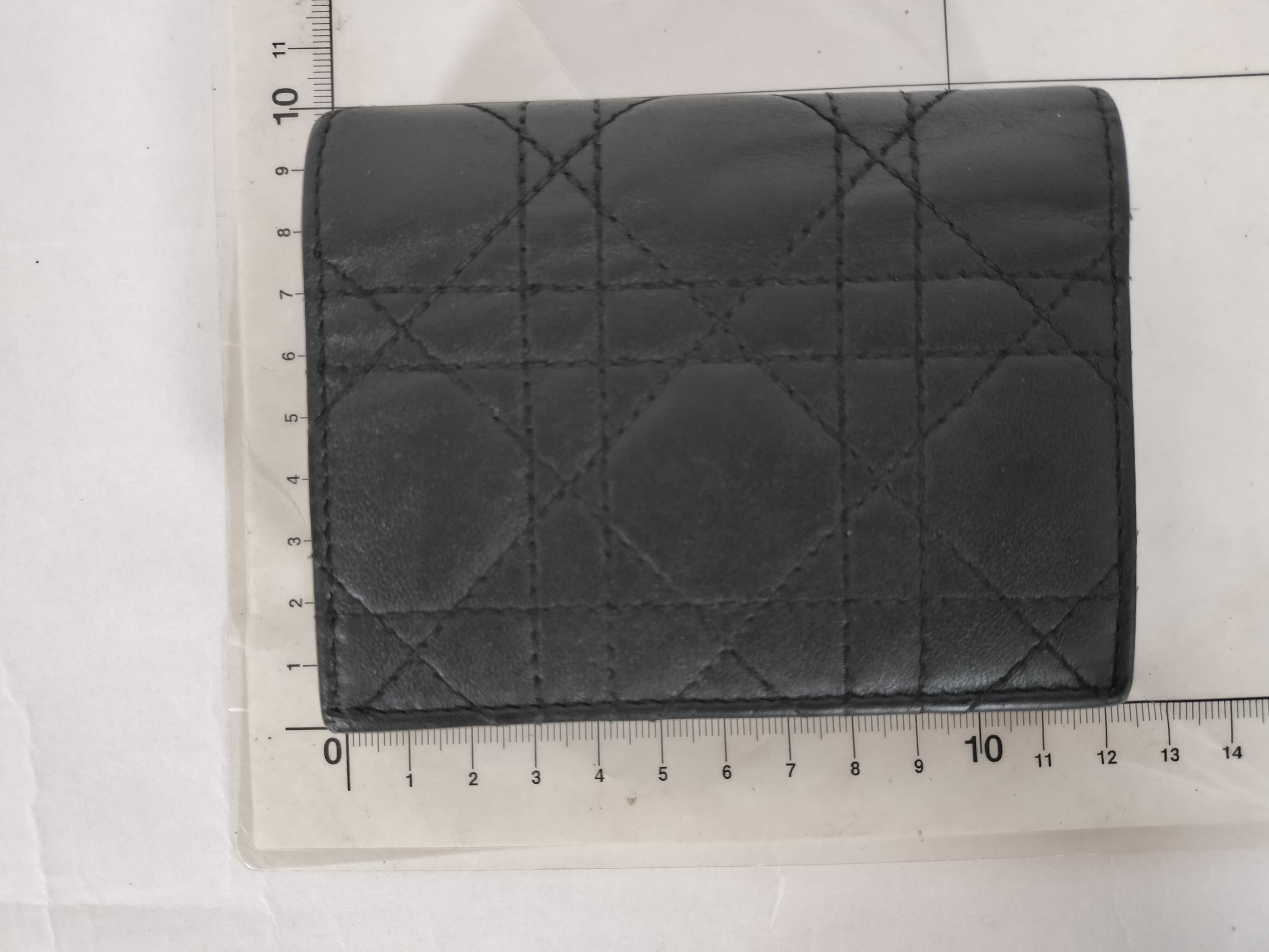 Cannage Leather Compact Wallet, Black, Serial Number — view 2
