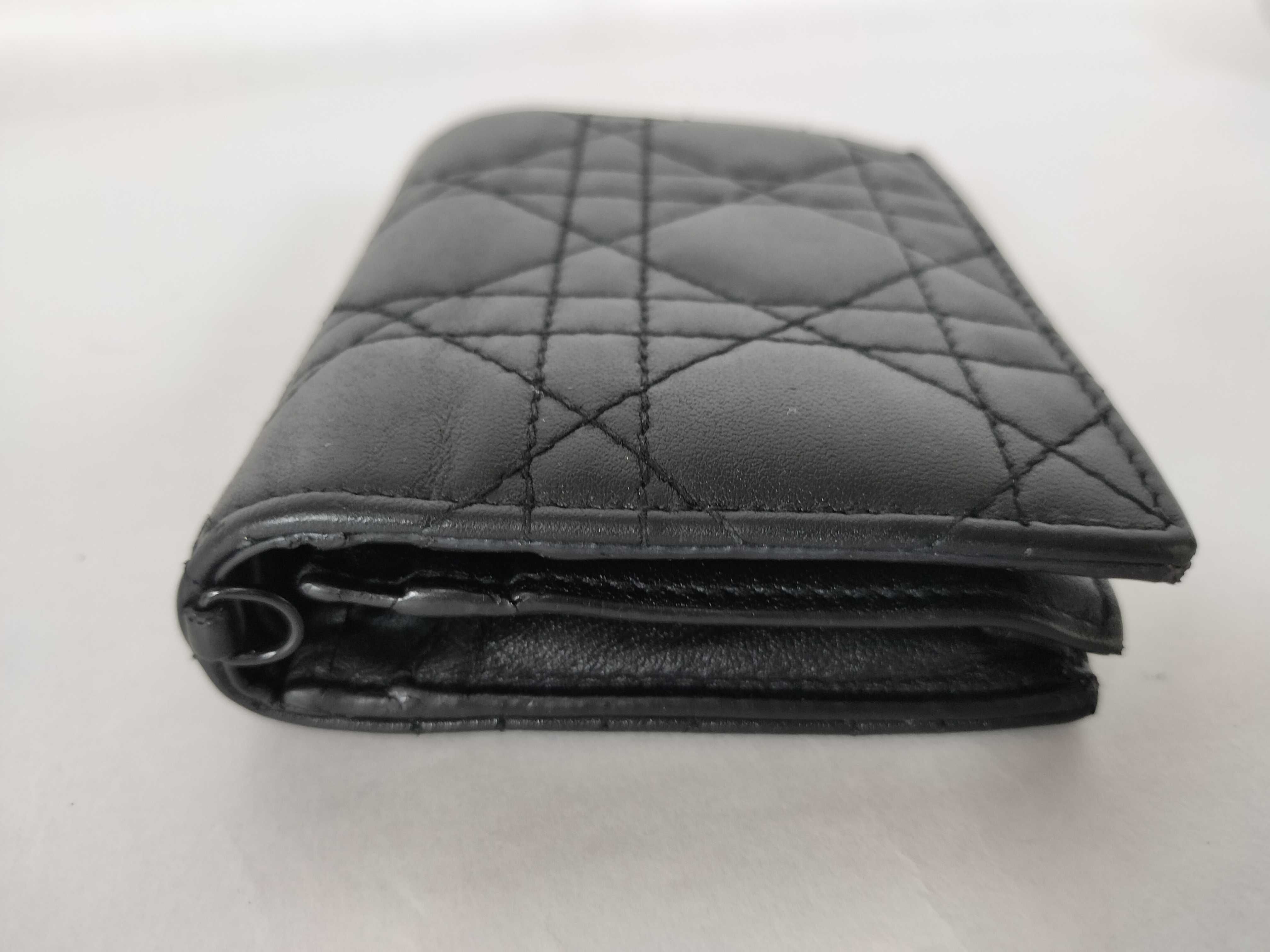 Cannage Leather Compact Wallet, Black, Serial Number — view 6