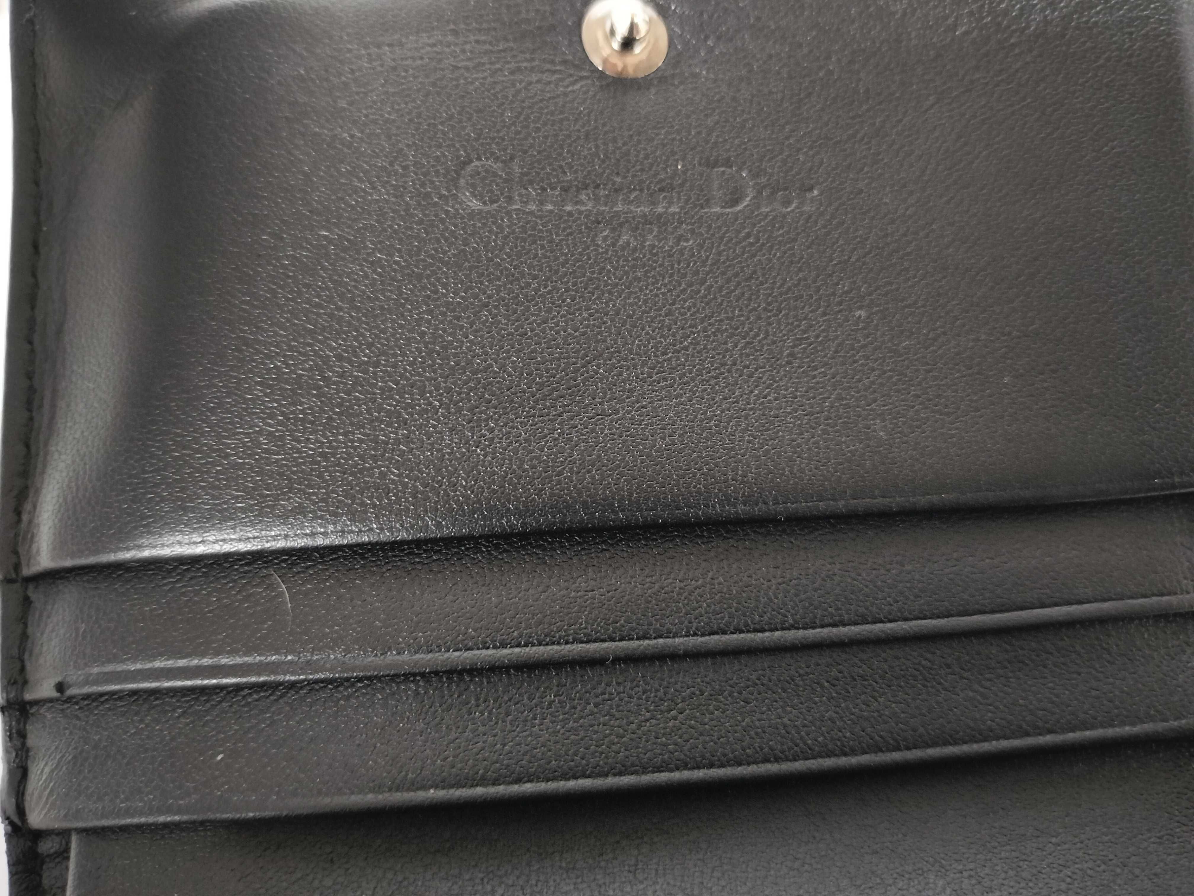 Cannage Leather Compact Wallet, Black, Serial Number — view 9
