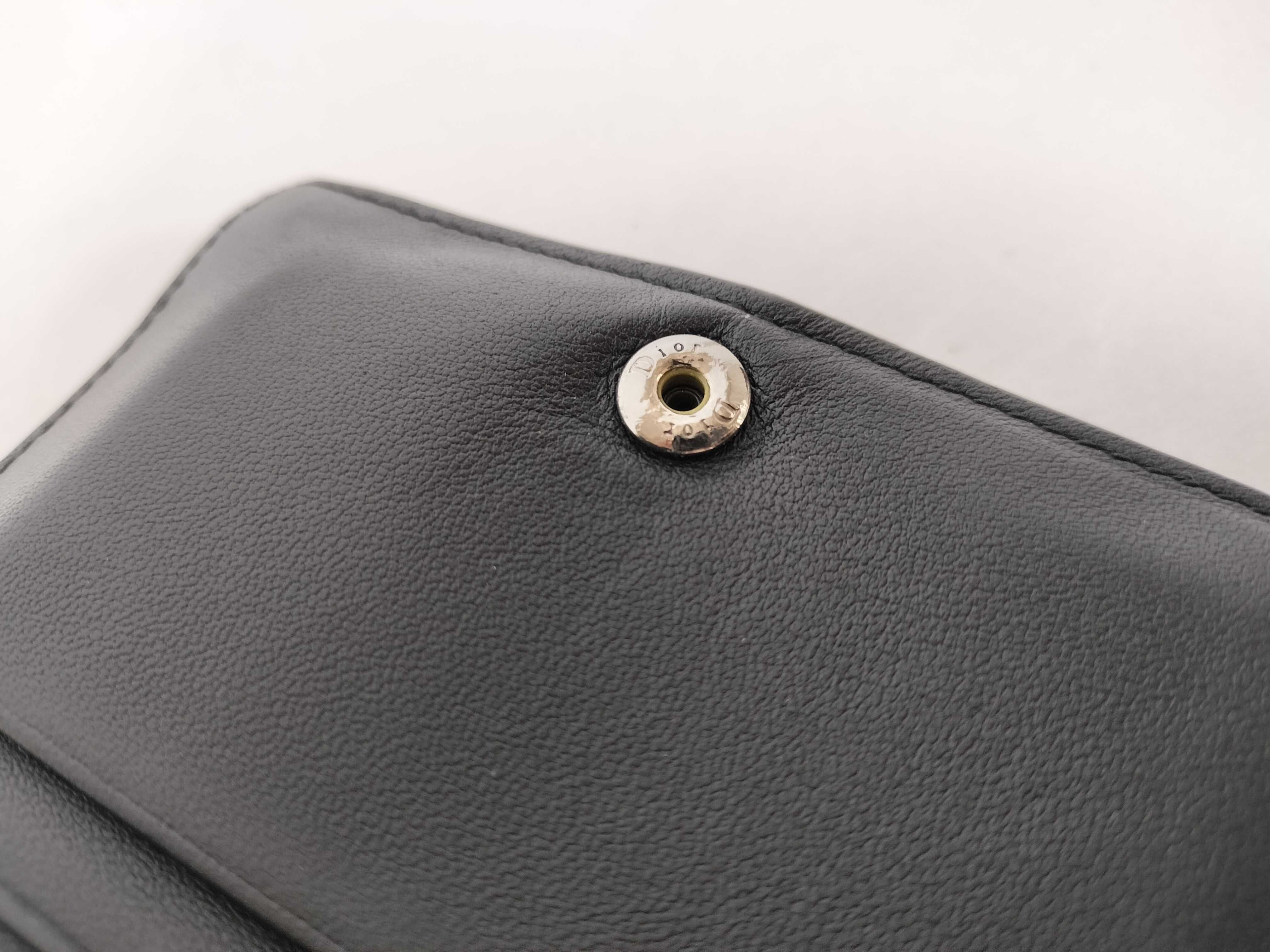 Cannage Leather Compact Wallet, Black, Serial Number — view 10