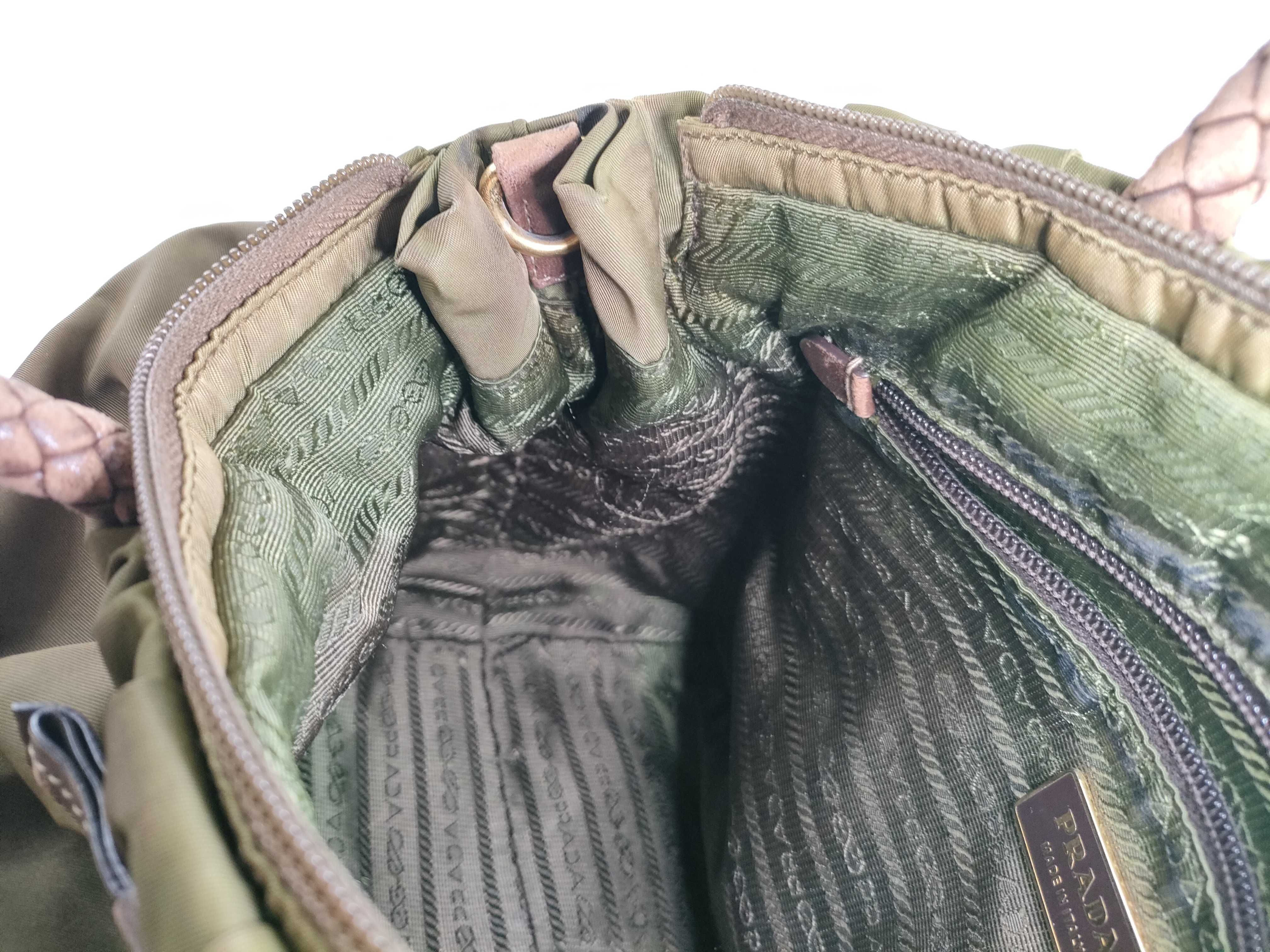 Nylon 2-Way Bag with Long Strap, Khaki Handbag — view 10
