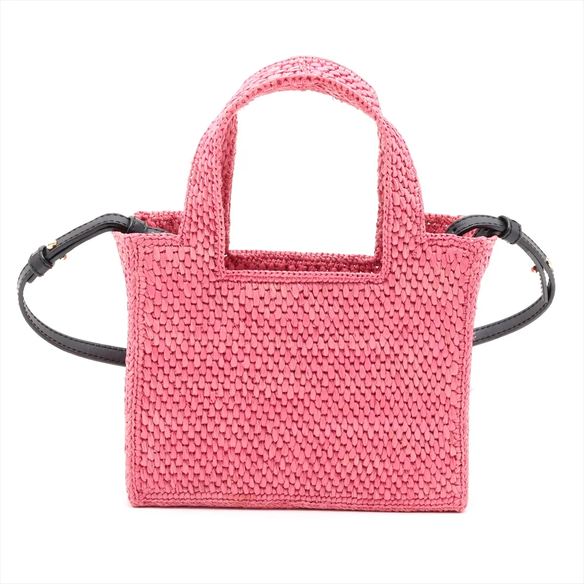 Font Tote Mini Raffia x Leather 2-Way Handbag Pink — view 2