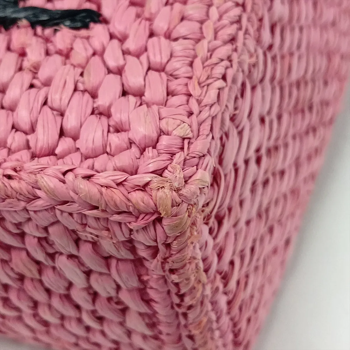 Font Tote Mini Raffia x Leather 2-Way Handbag Pink — view 12