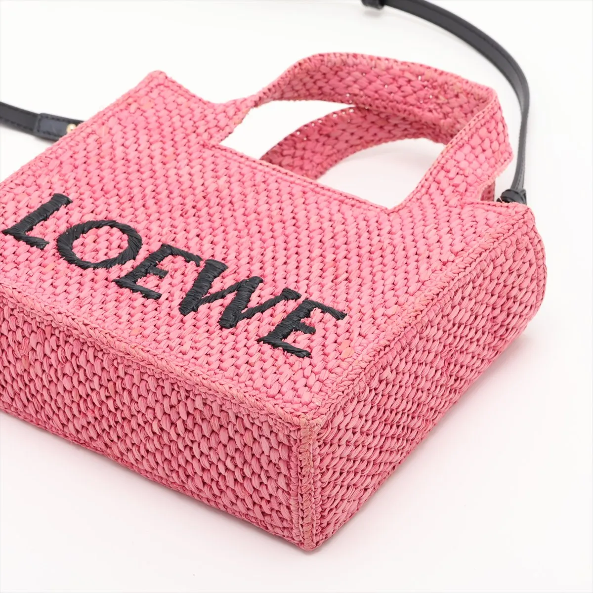 Font Tote Mini Raffia x Leather 2-Way Handbag Pink — view 3