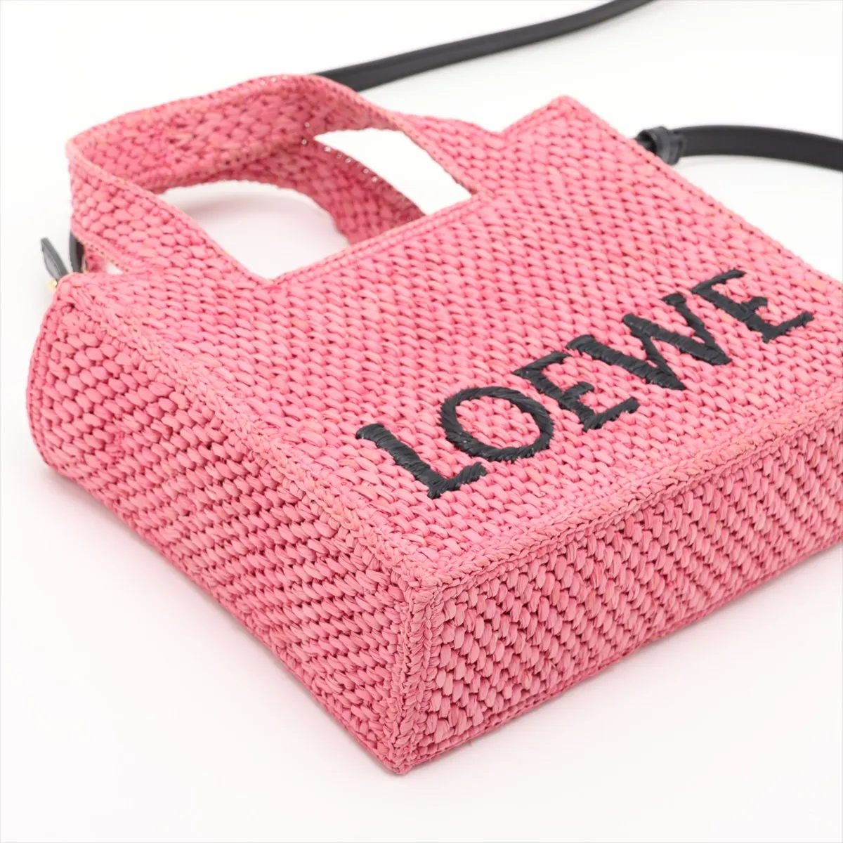 Font Tote Mini Raffia x Leather 2-Way Handbag Pink — view 4