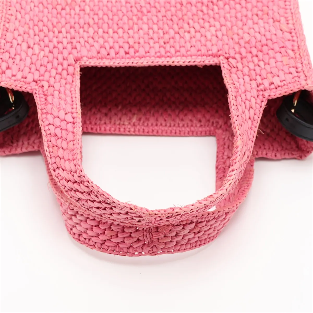 Font Tote Mini Raffia x Leather 2-Way Handbag Pink — view 5