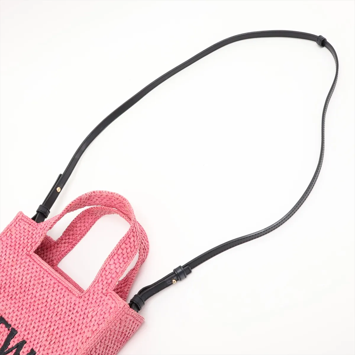 Font Tote Mini Raffia x Leather 2-Way Handbag Pink — view 7
