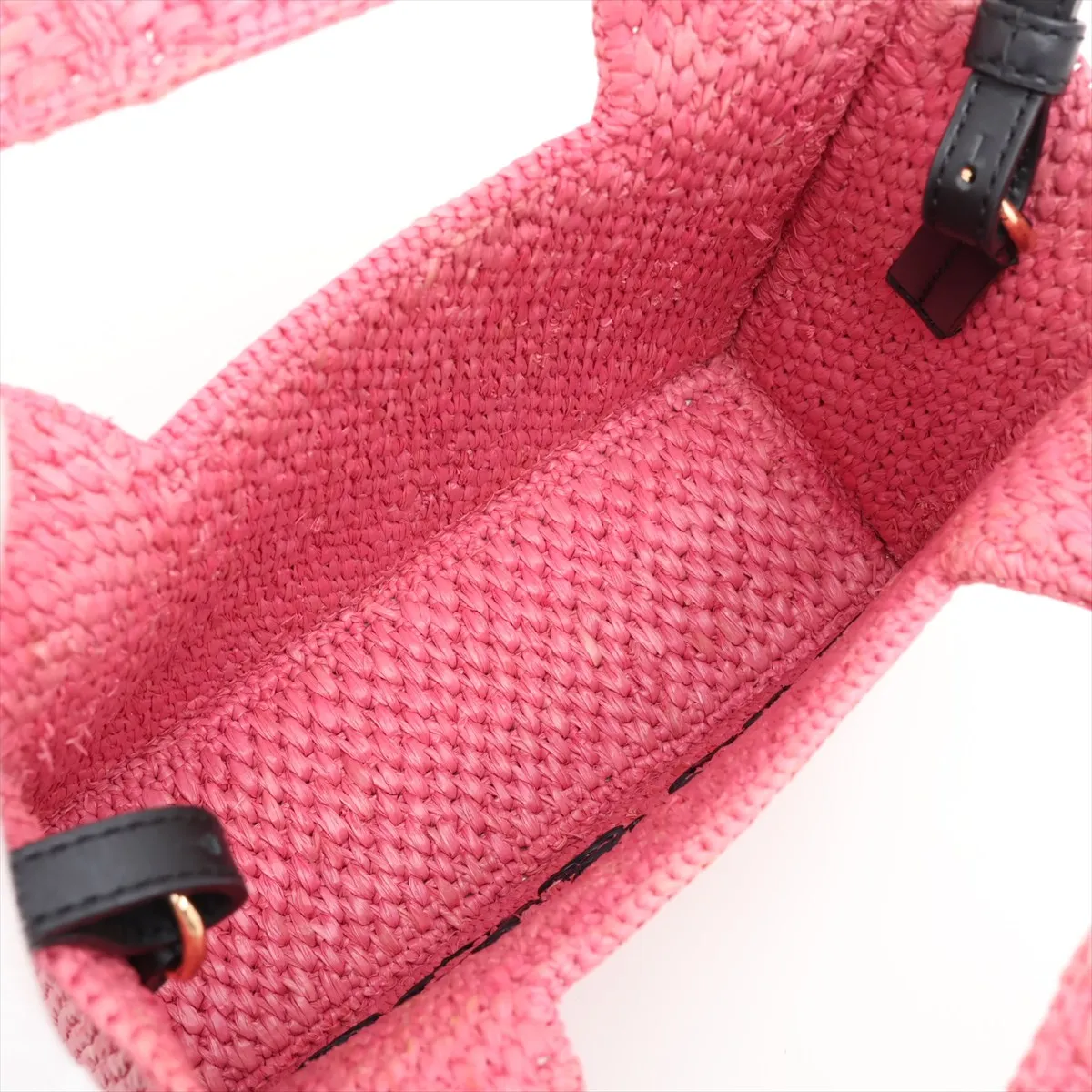 Font Tote Mini Raffia x Leather 2-Way Handbag Pink — view 8