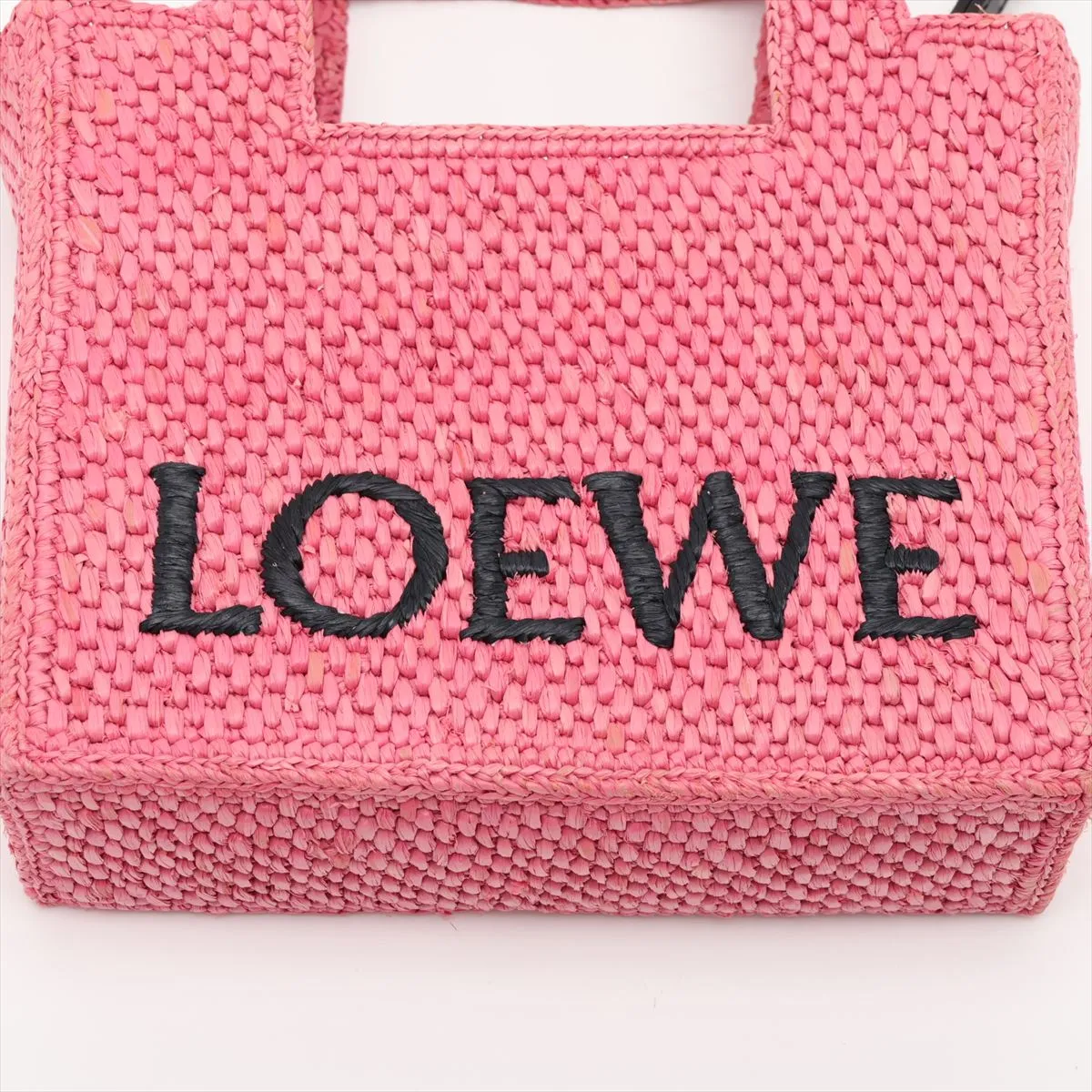 Font Tote Mini Raffia x Leather 2-Way Handbag Pink — view 9