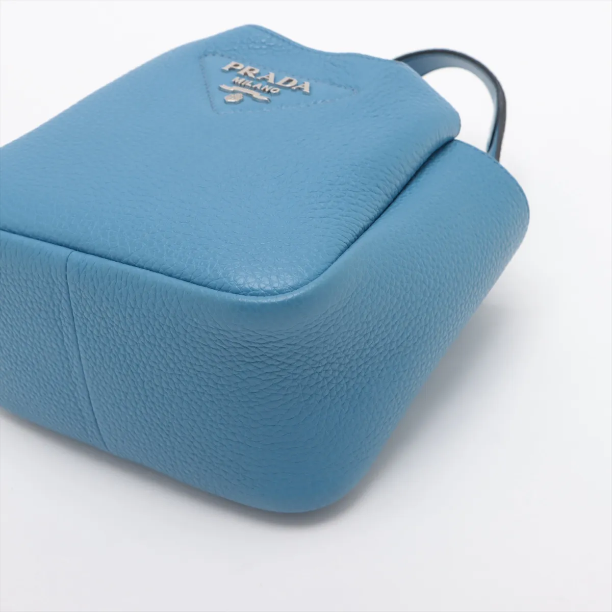 Vitello Daino Soft Leather Handbag, Blue, 1BA349 — view 3