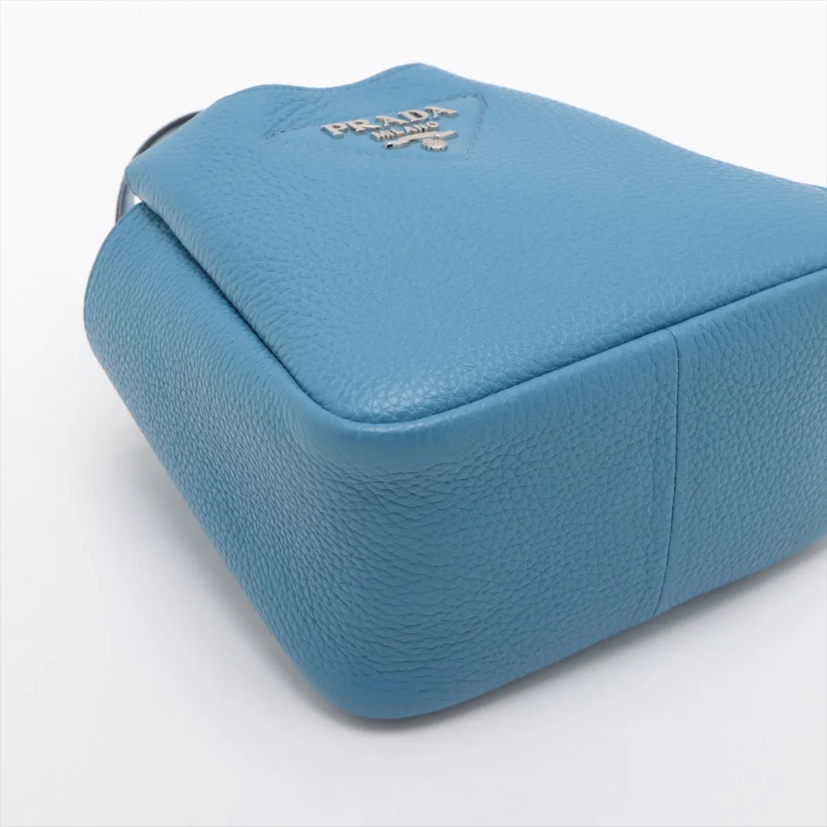 Vitello Daino Soft Leather Handbag, Blue, 1BA349 — view 4