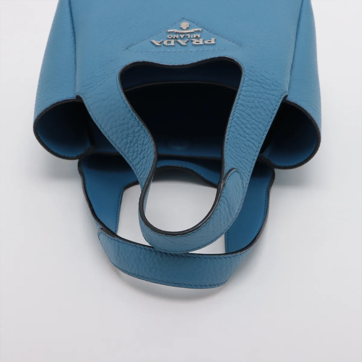 Vitello Daino Soft Leather Handbag, Blue, 1BA349 — view 5
