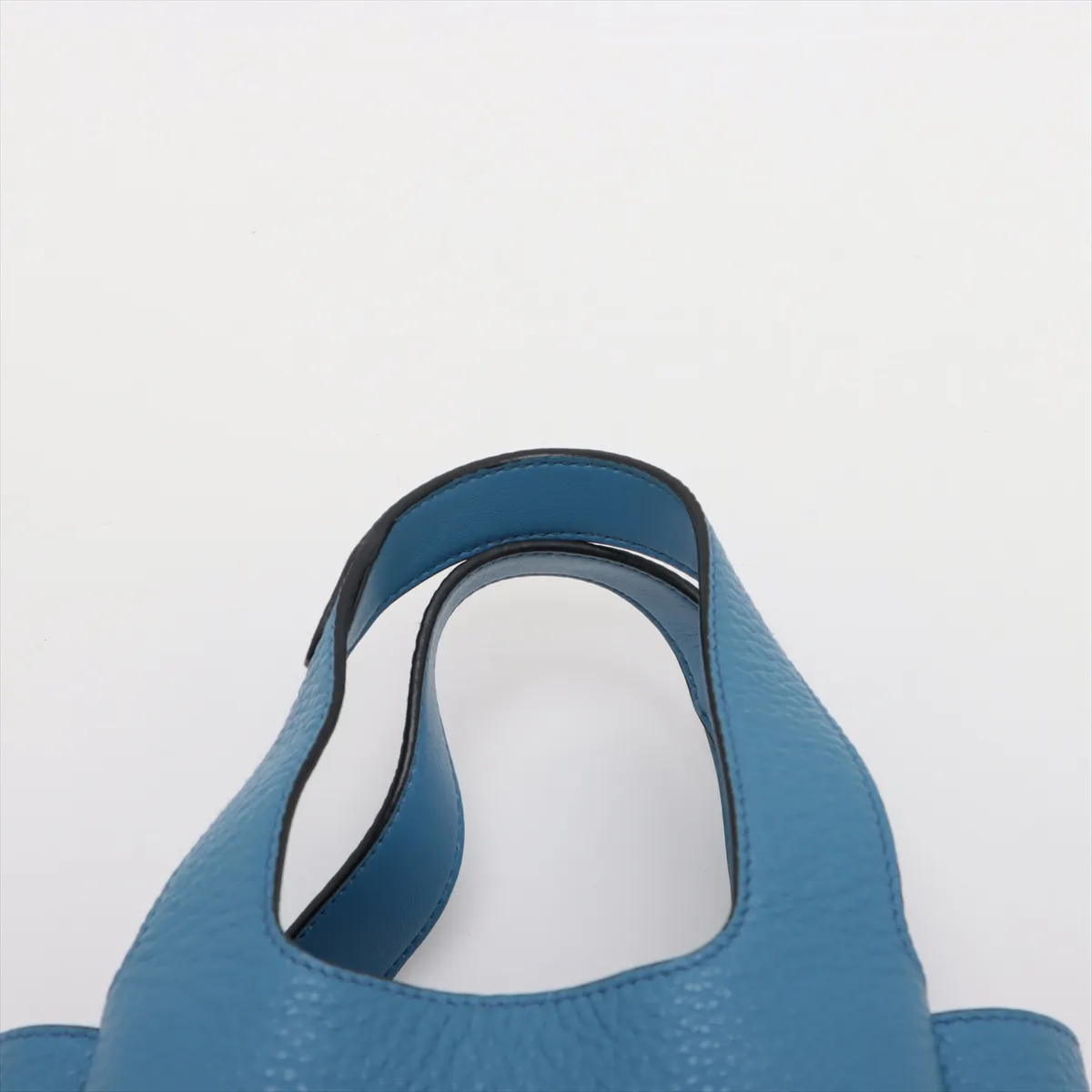 Vitello Daino Soft Leather Handbag, Blue, 1BA349 — view 6