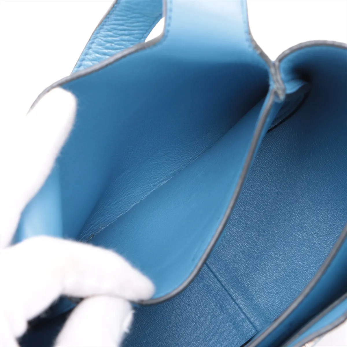 Vitello Daino Soft Leather Handbag, Blue, 1BA349 — view 8