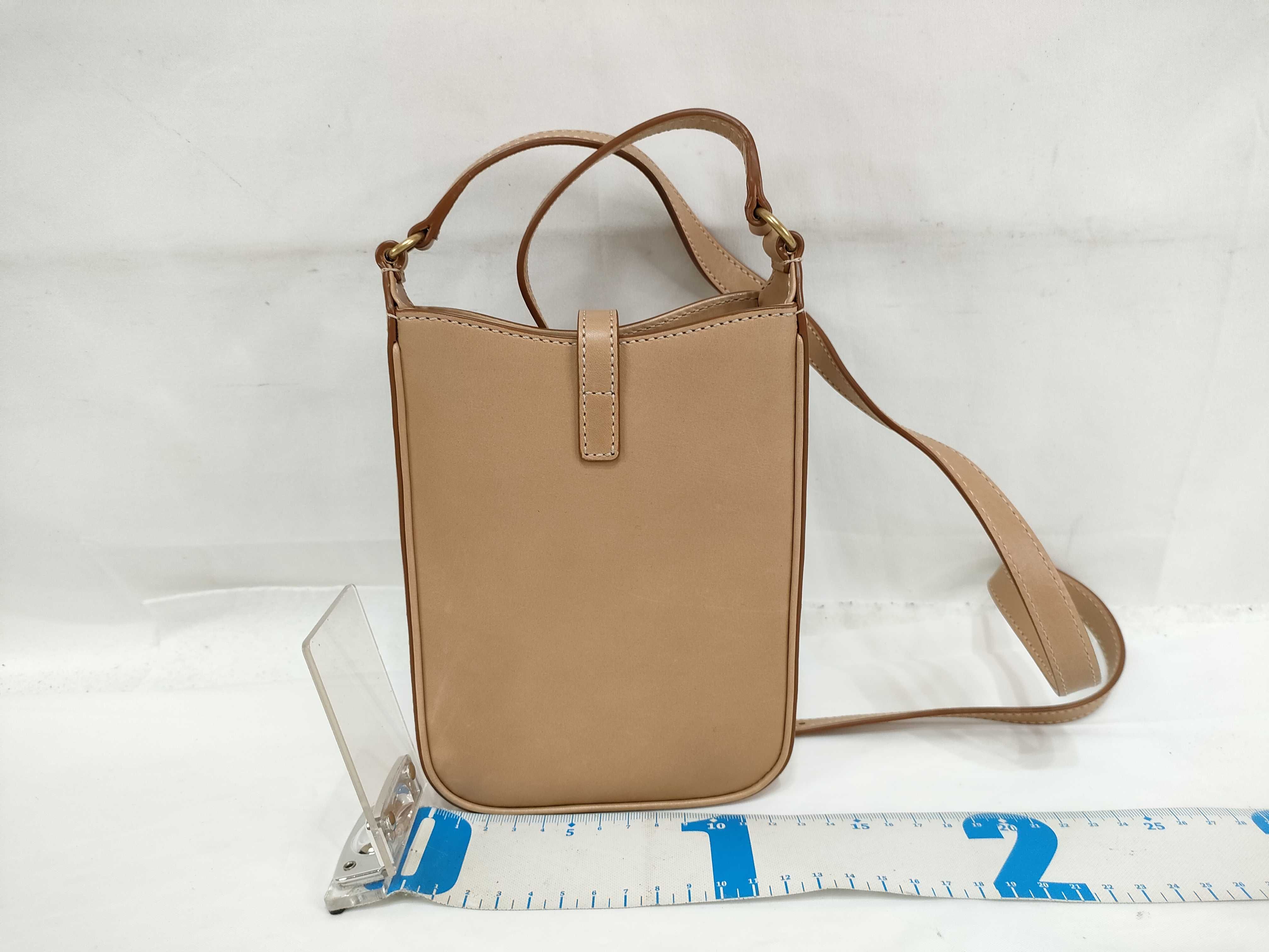 Mini Vertical Leather Shoulder Bag, Beige, 735214 (Shoulder Bag) — view 2