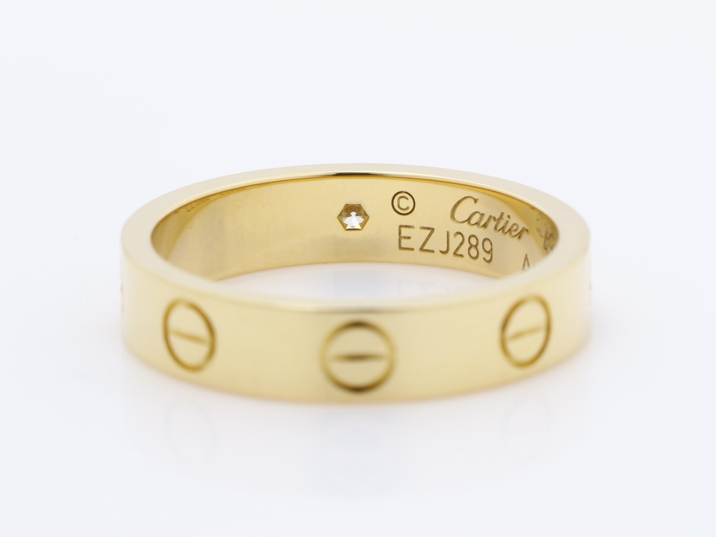 Au750YG Mini Love Diamond Ring, Size 49, 4.1g, Approx. 3.8mm Width — view 4