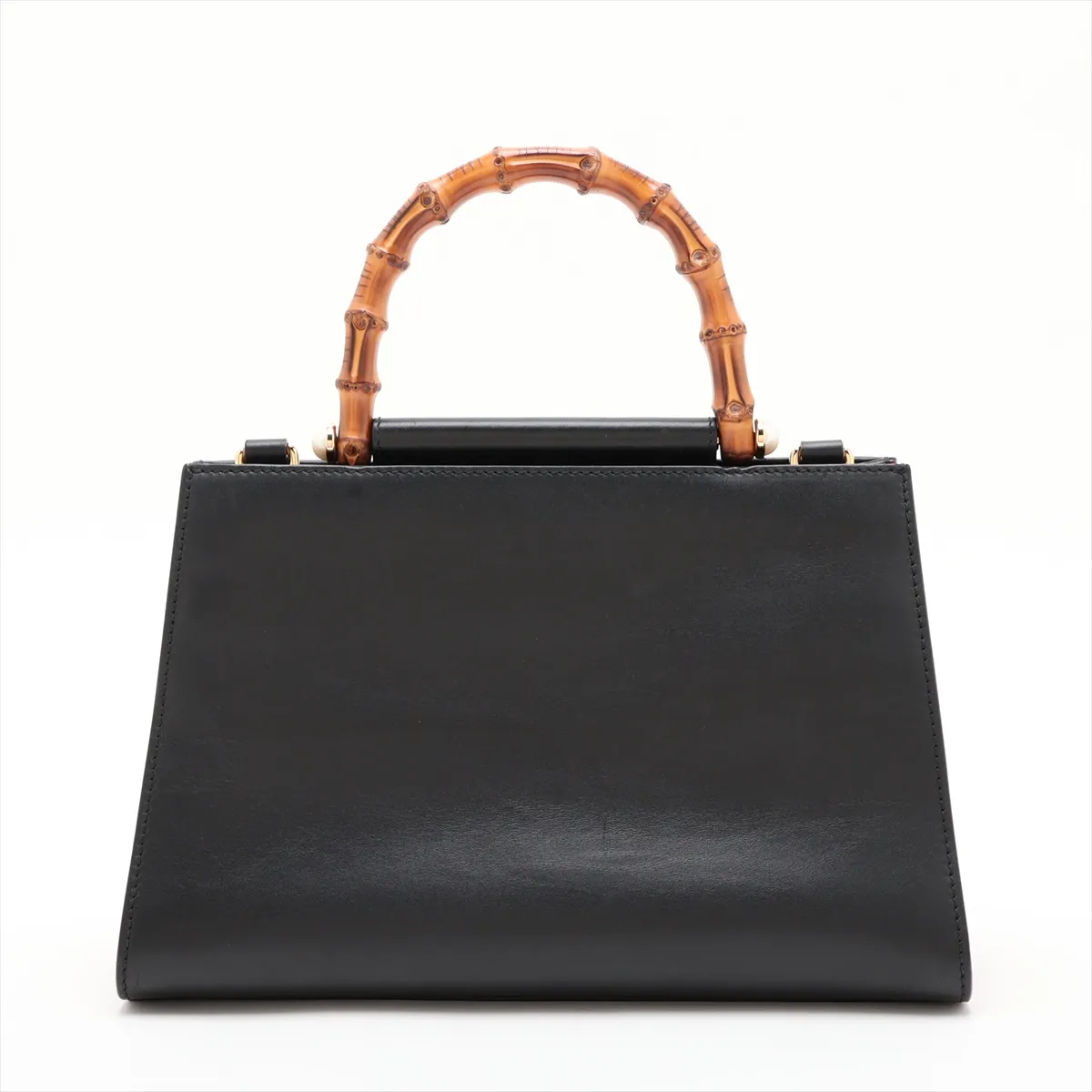 Bamboo Nymphaea Leather 2-Way Handbag, Black, 459076 — view 2