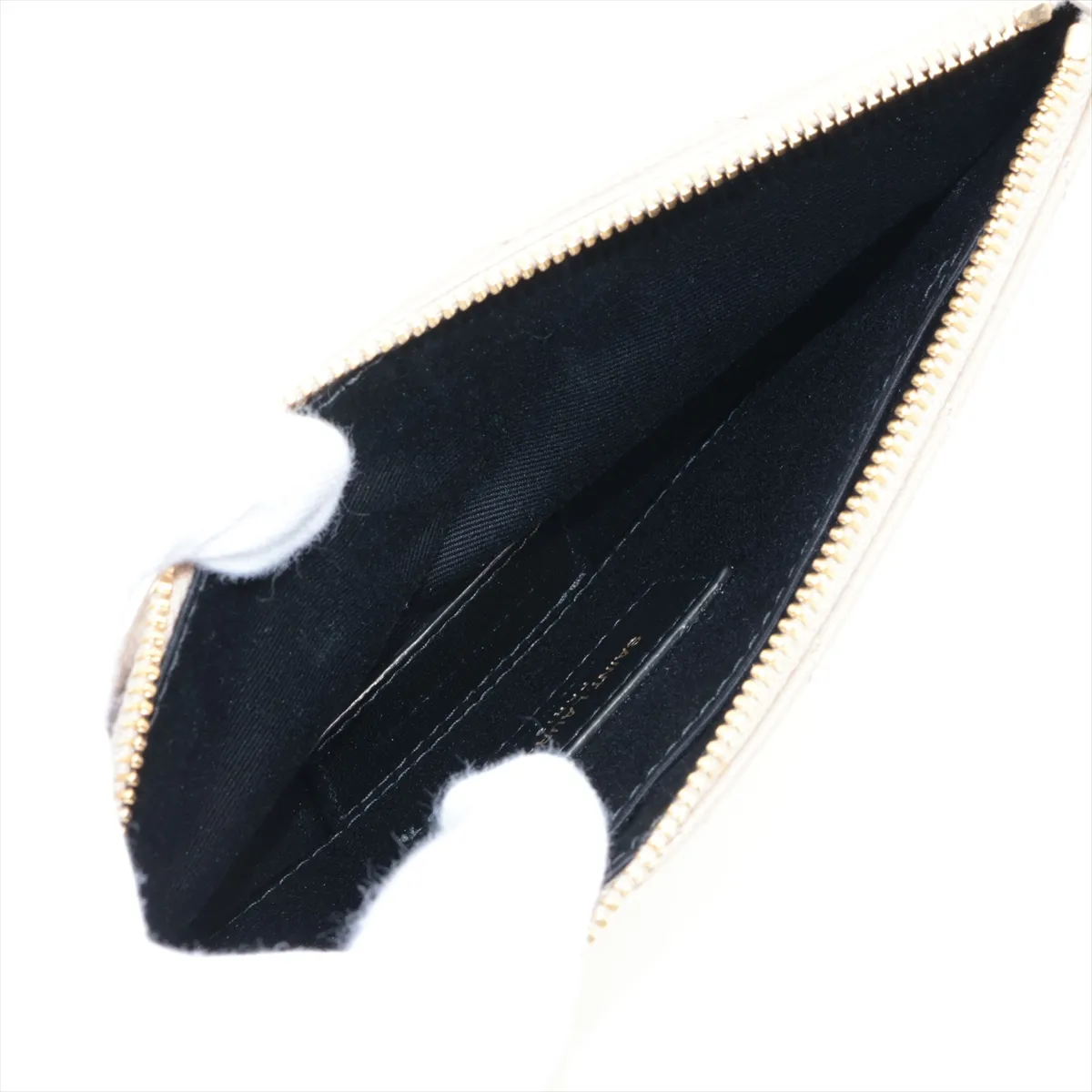 V-stitch YSL logo leather pouch, beige, 636312 — view 4